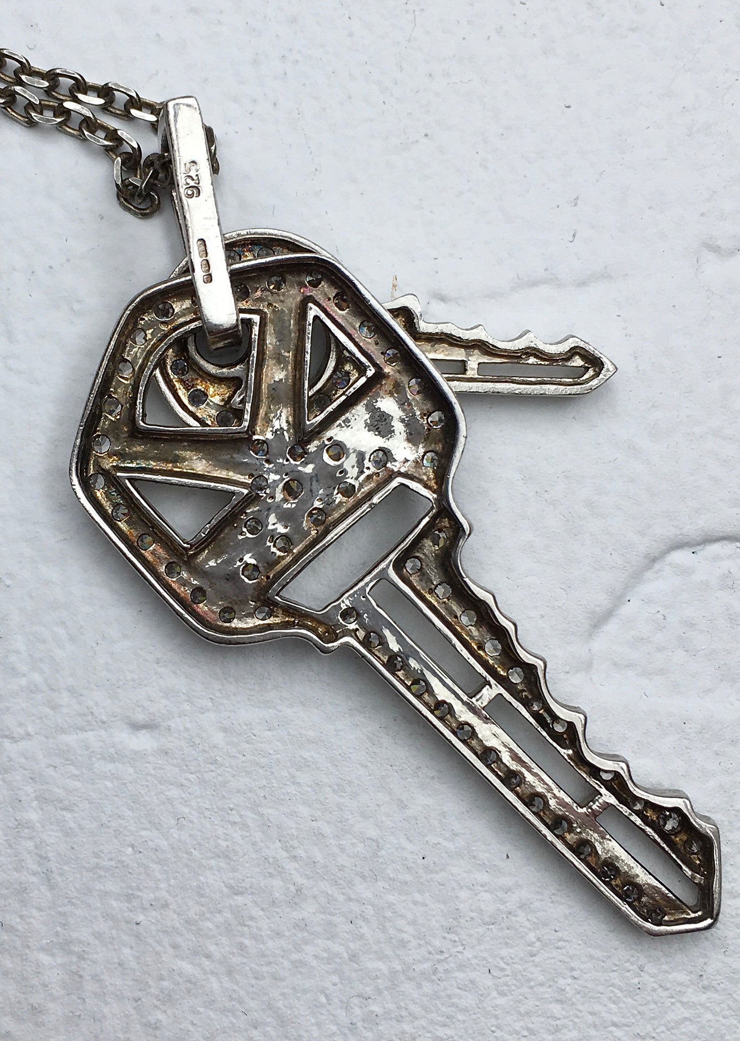 Vintage Sterling Silver Keys Pendant