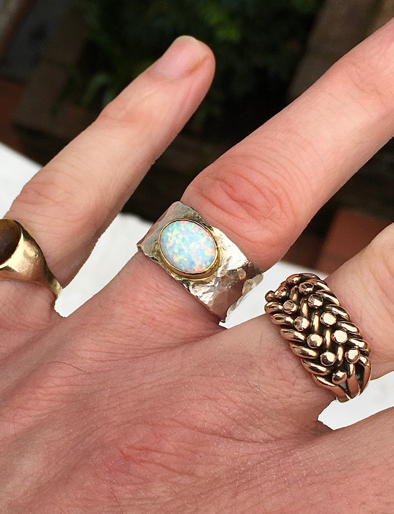 Silver & Gold Opal Ring