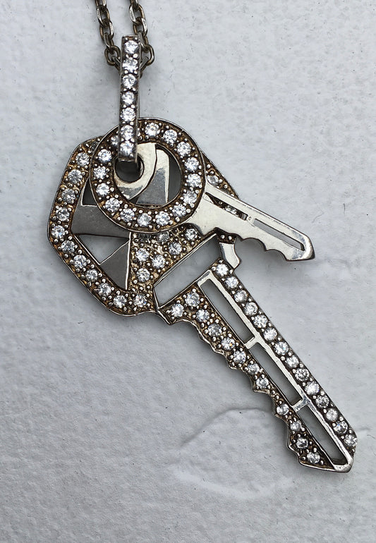 Vintage Sterling Silver Keys Pendant