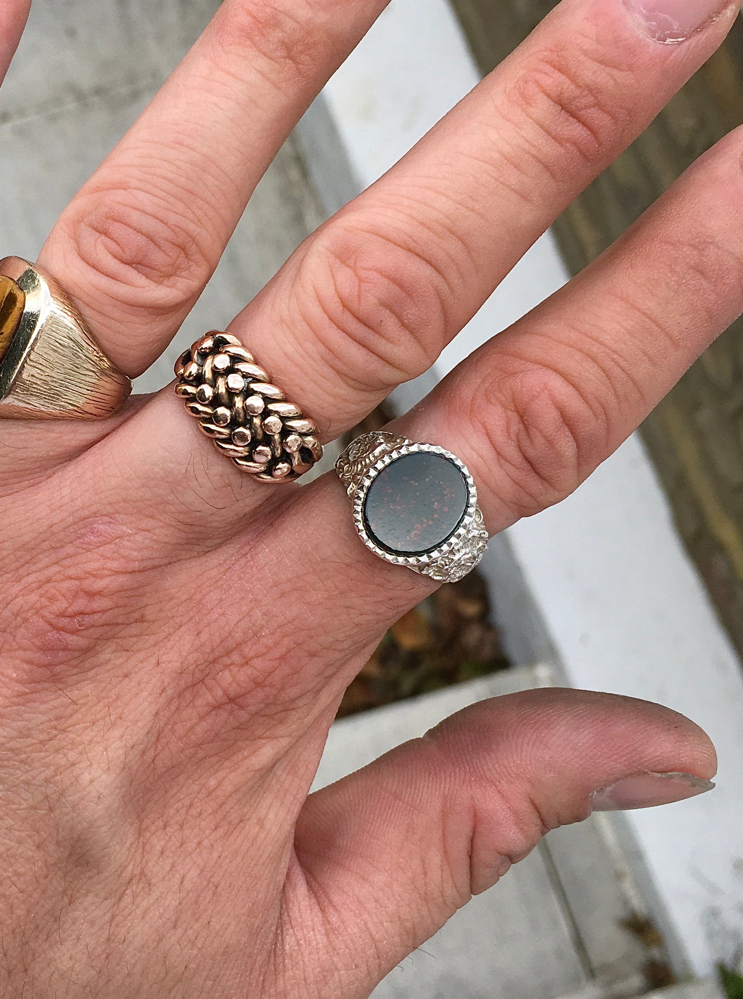 Sterling Silver Bloodstone Signet
