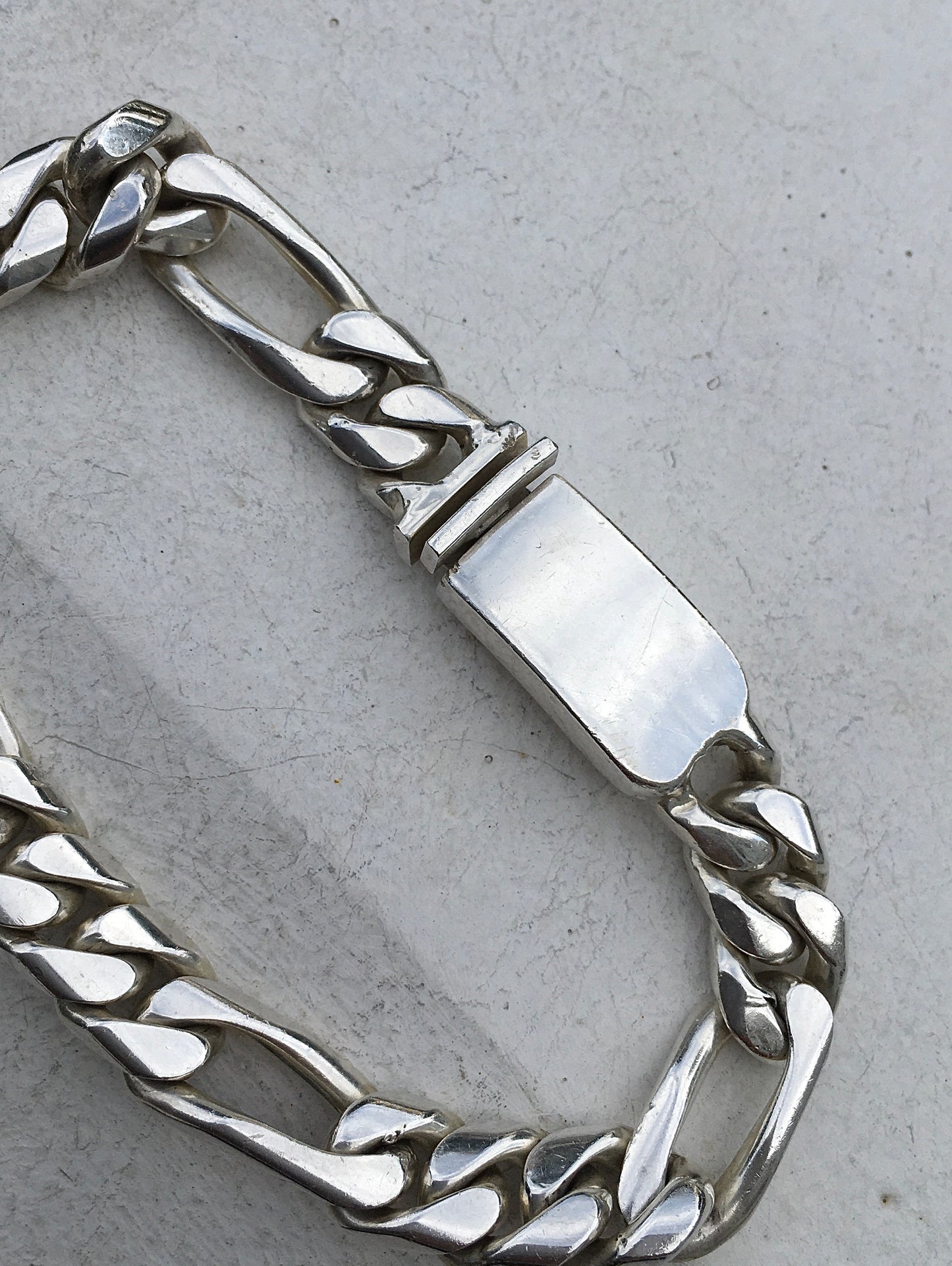 Sterling Silver Figaro Identity Bracelet