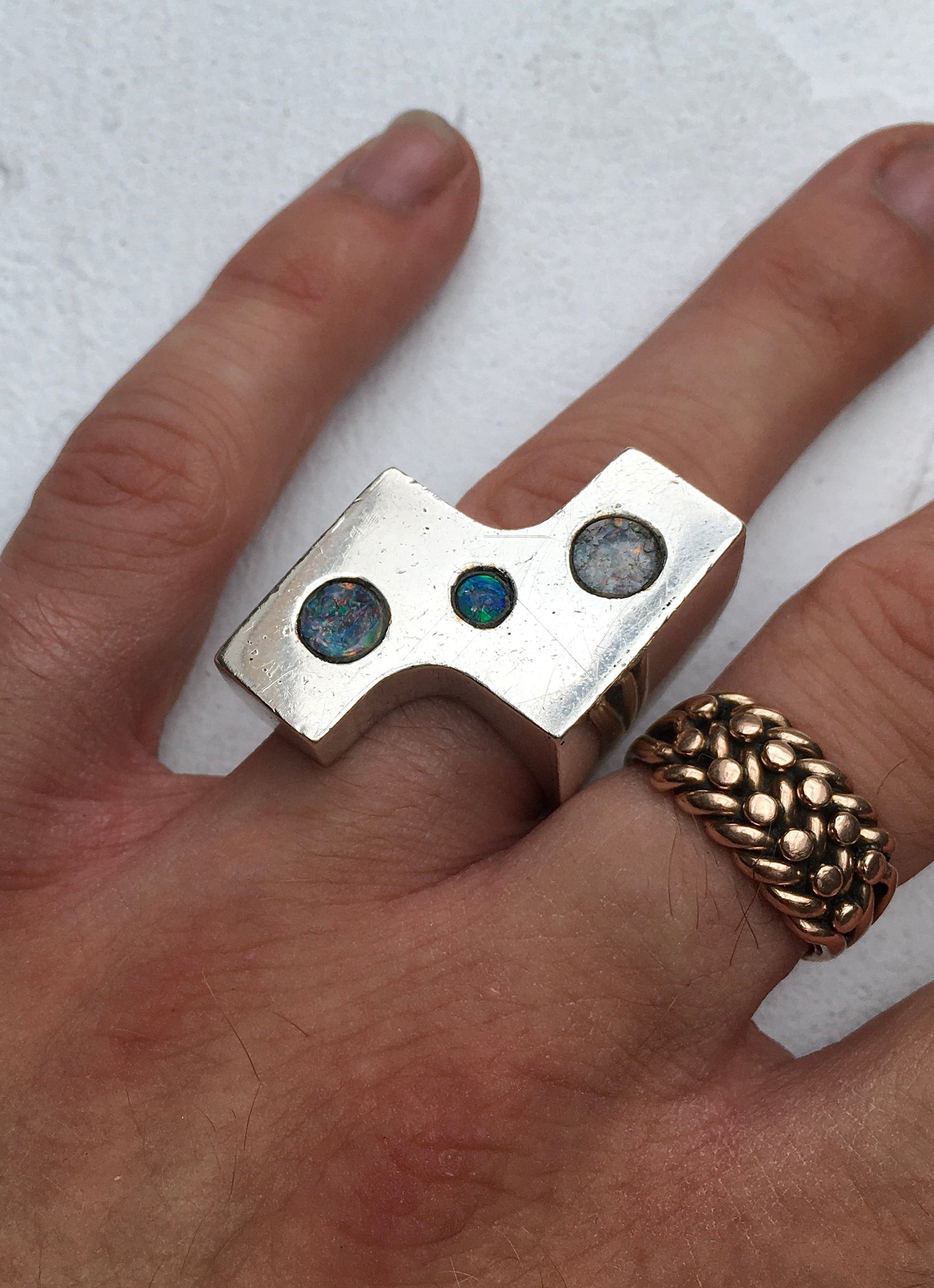 Vintage Sterling Silver Opal Ring