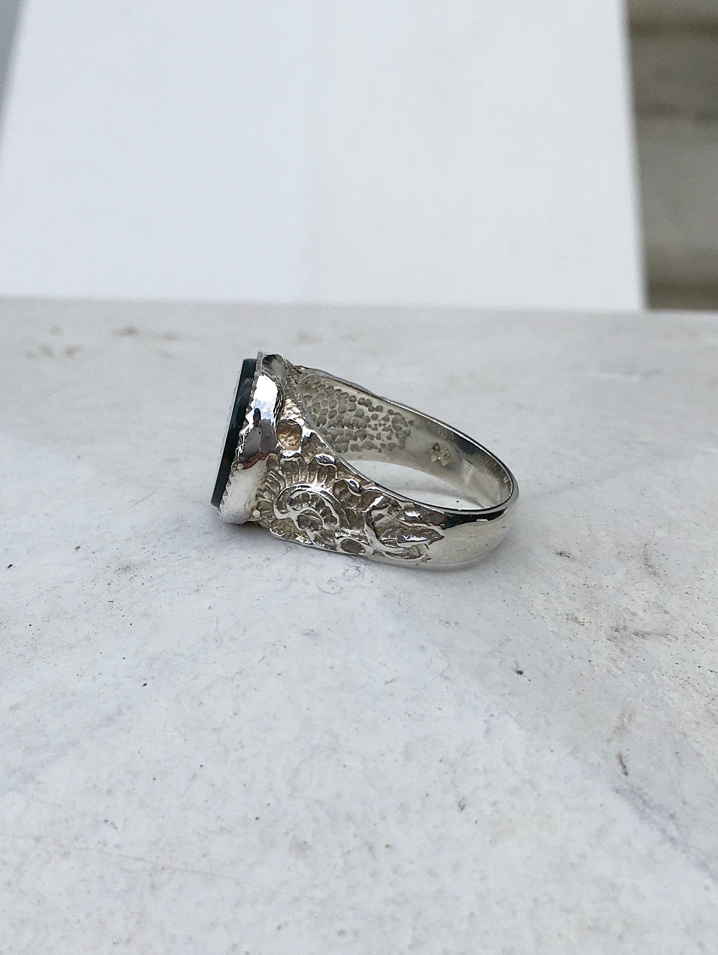 Sterling Silver Bloodstone Signet