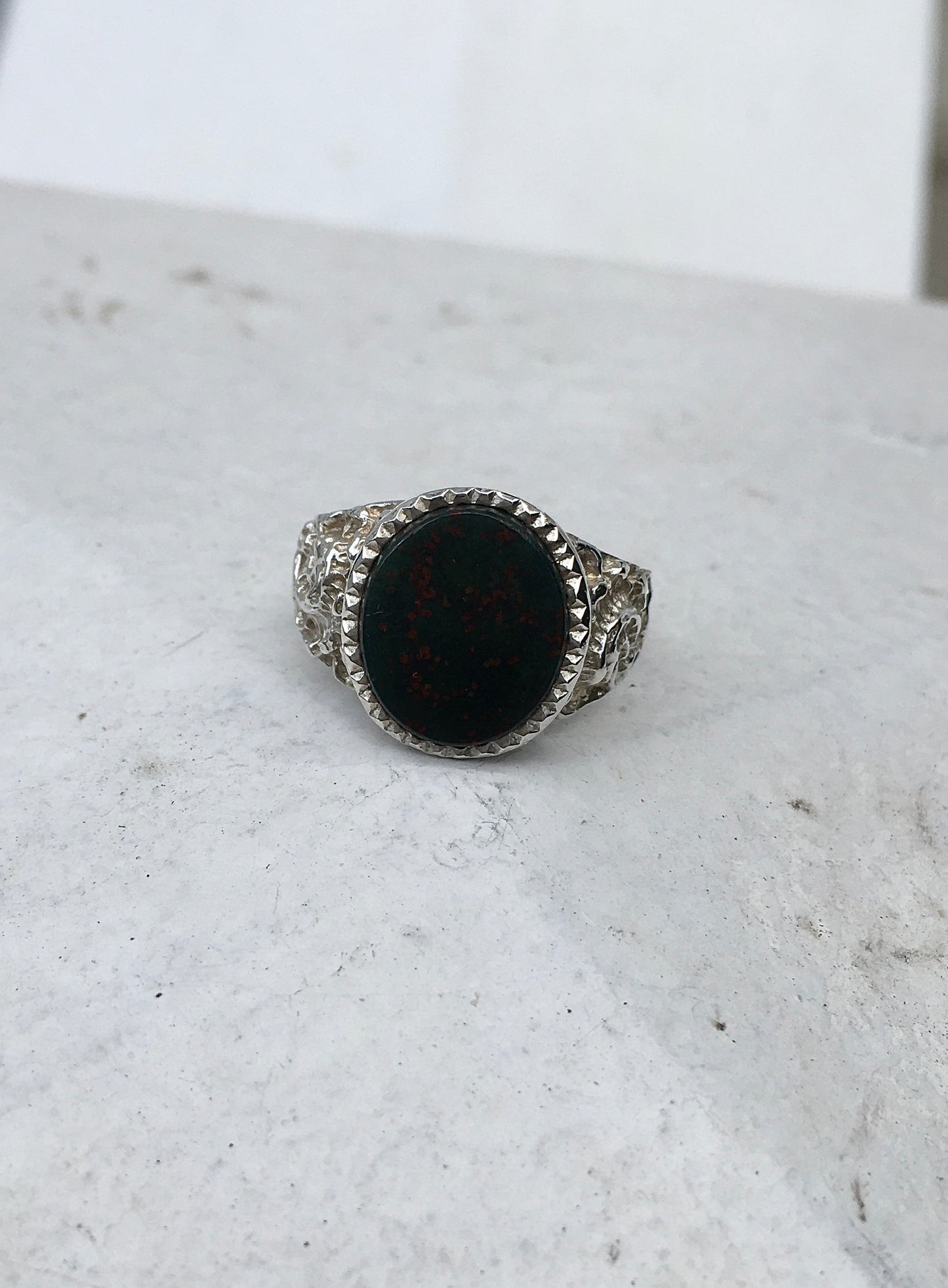 Sterling Silver Bloodstone Signet