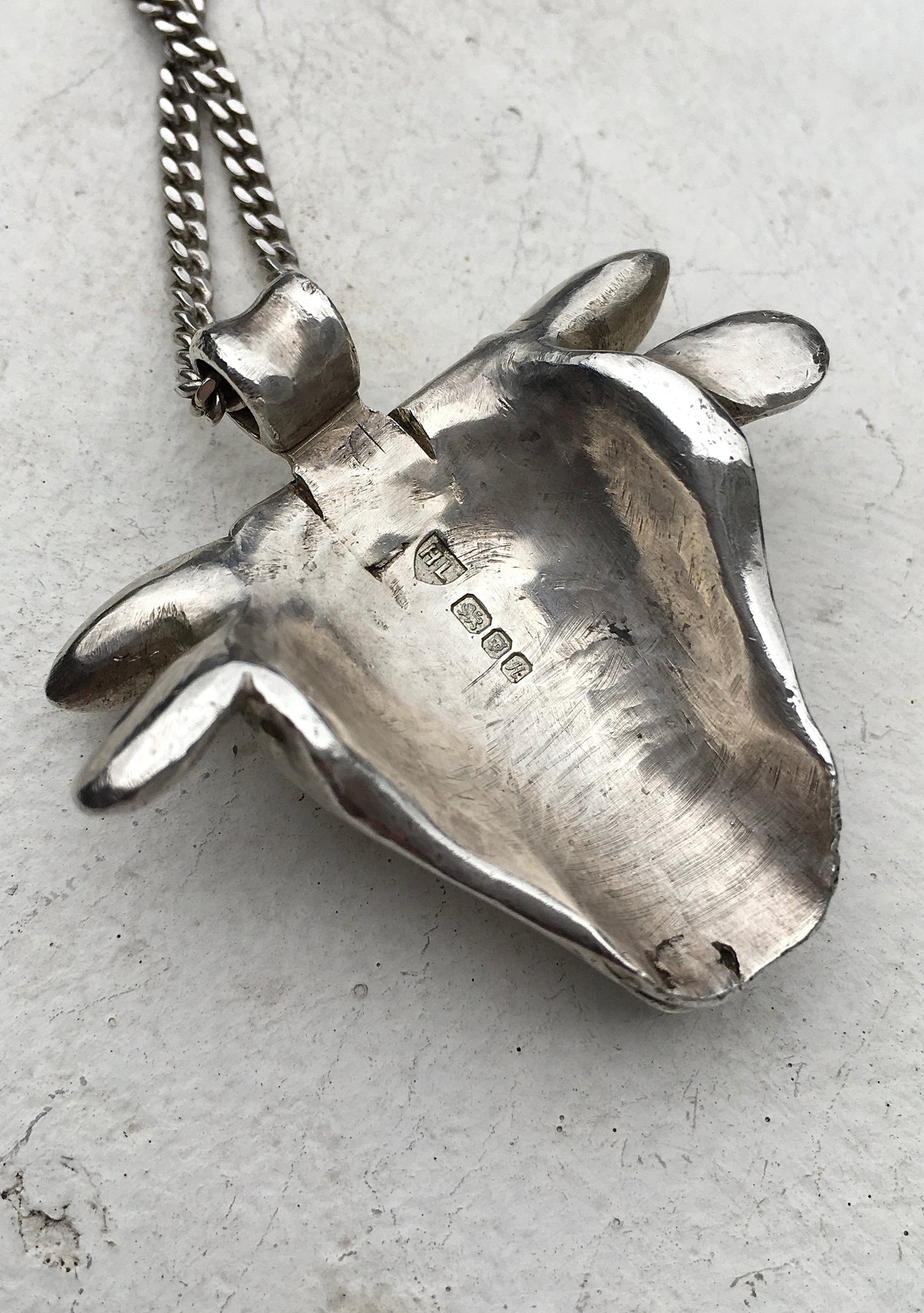 Vintage Sterling Silver Bull’s Head Pendant