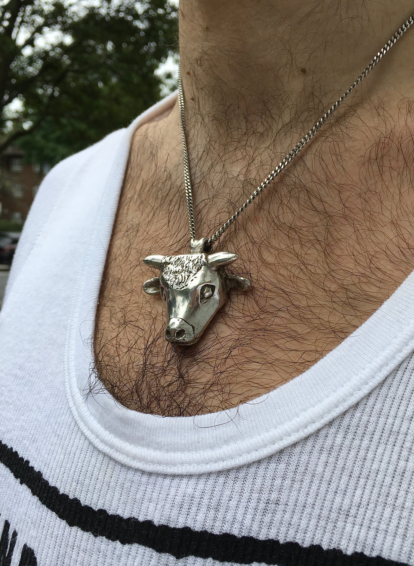 Vintage Sterling Silver Bull’s Head Pendant
