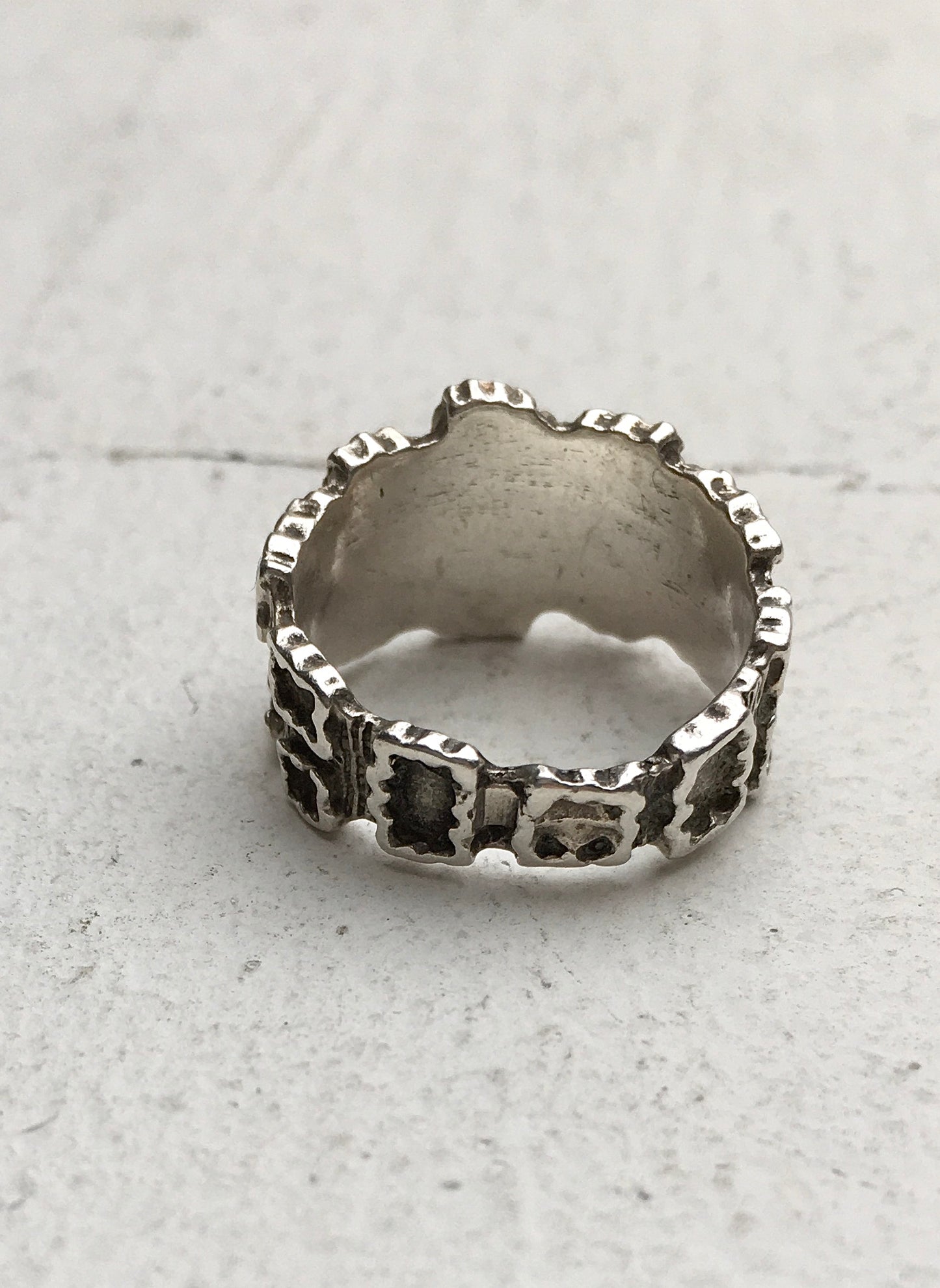Vintage Sterling Silver Aztec Ring