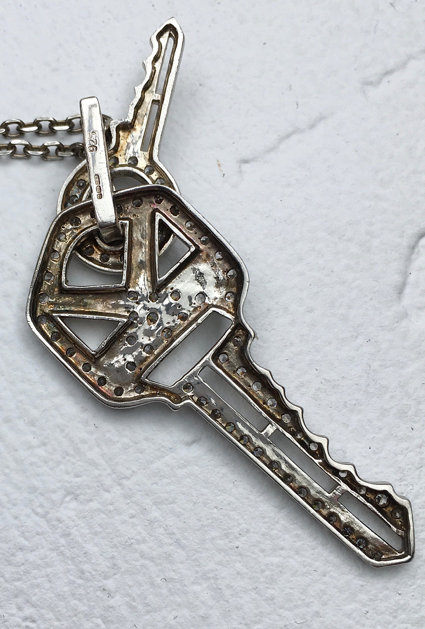 Vintage Sterling Silver Keys Pendant