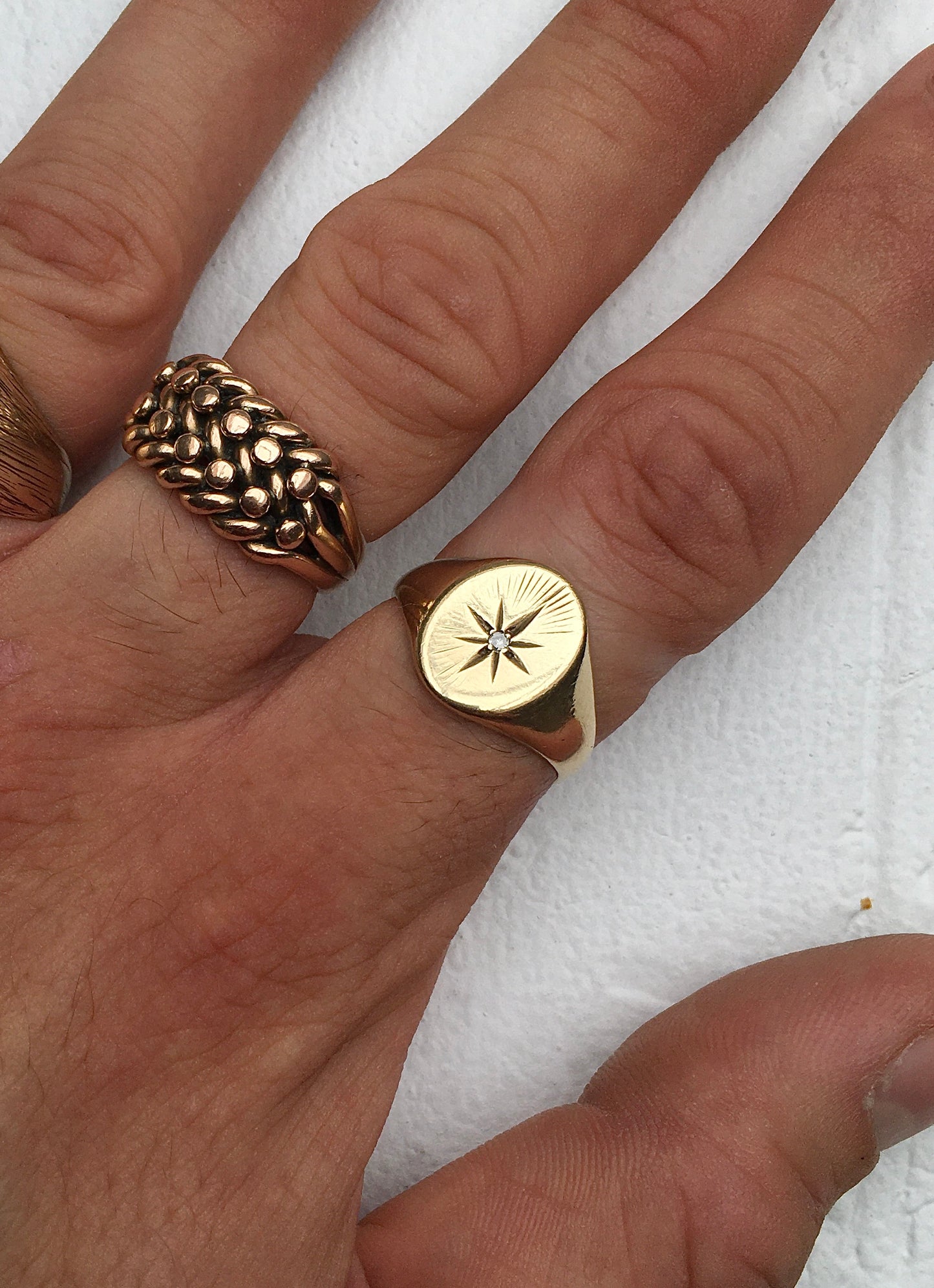 1960s 9ct Gold Diamond Signet