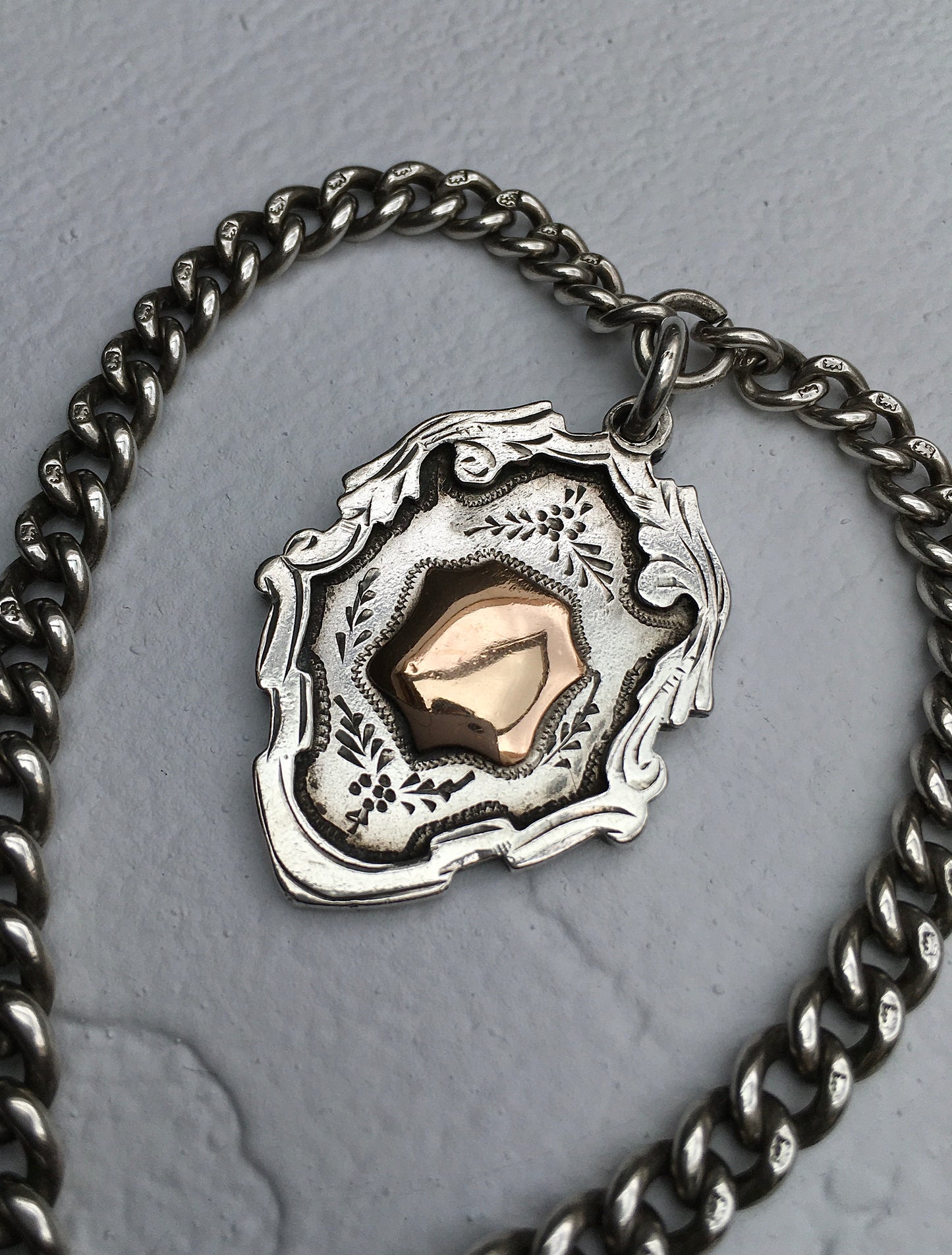 Antique Edwardian Sterling Silver Fob Watch Chain