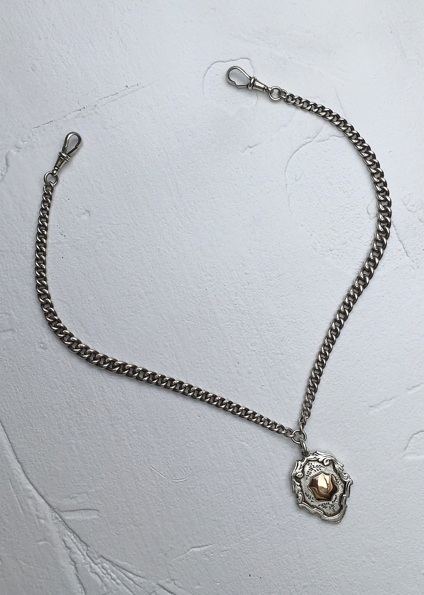 Antique Edwardian Sterling Silver Fob Watch Chain