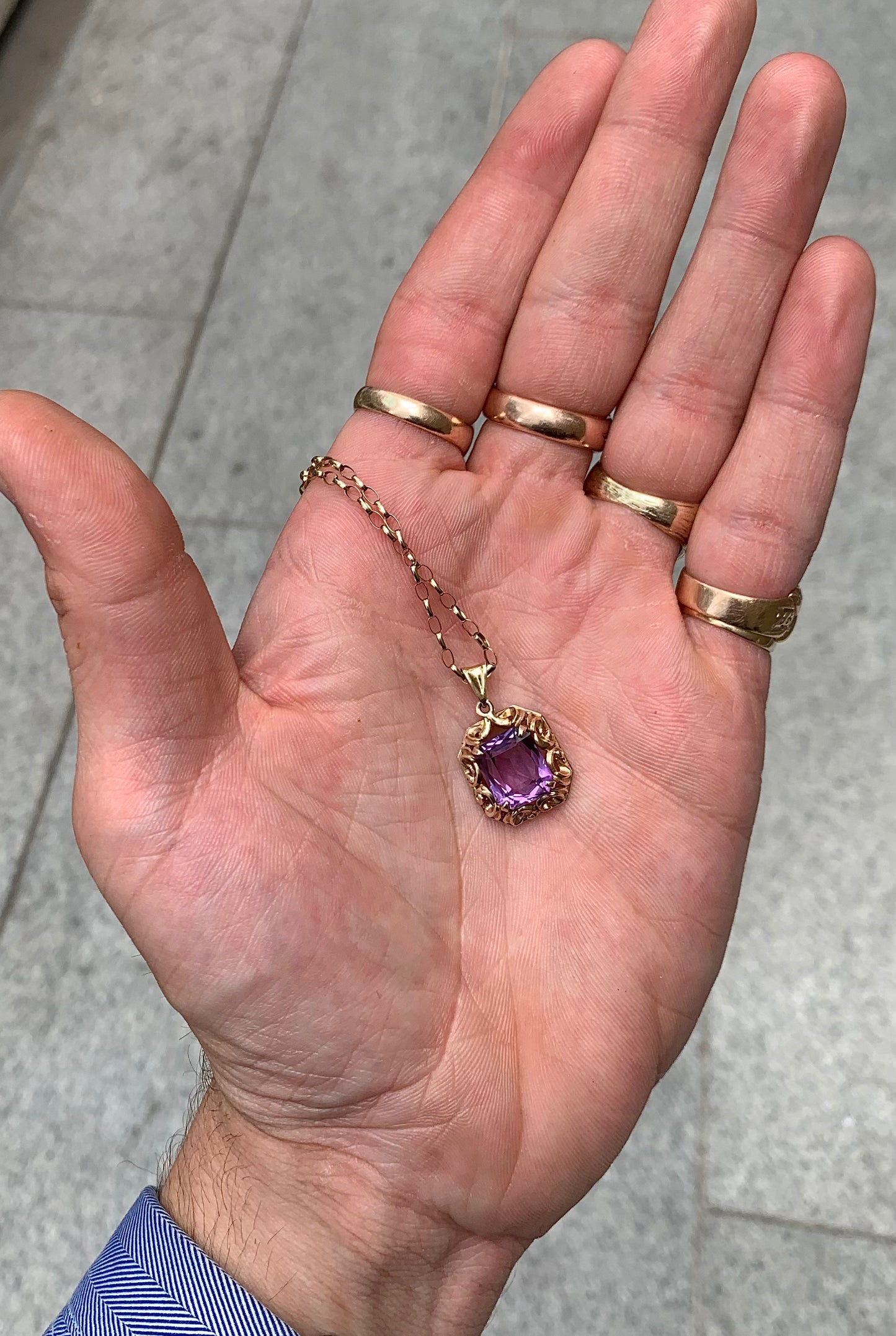Vintage 9ct Gold Amethyst Necklace