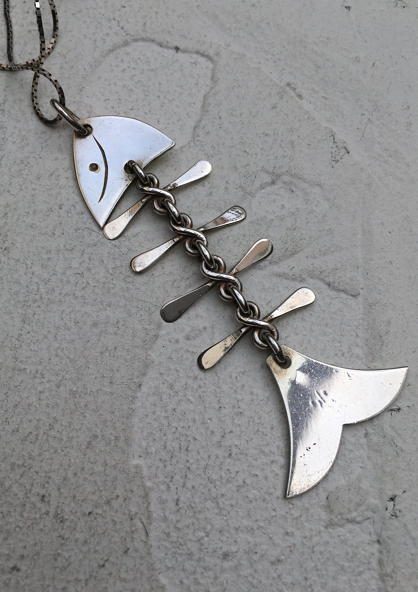 Silver Fish Bone Pendant