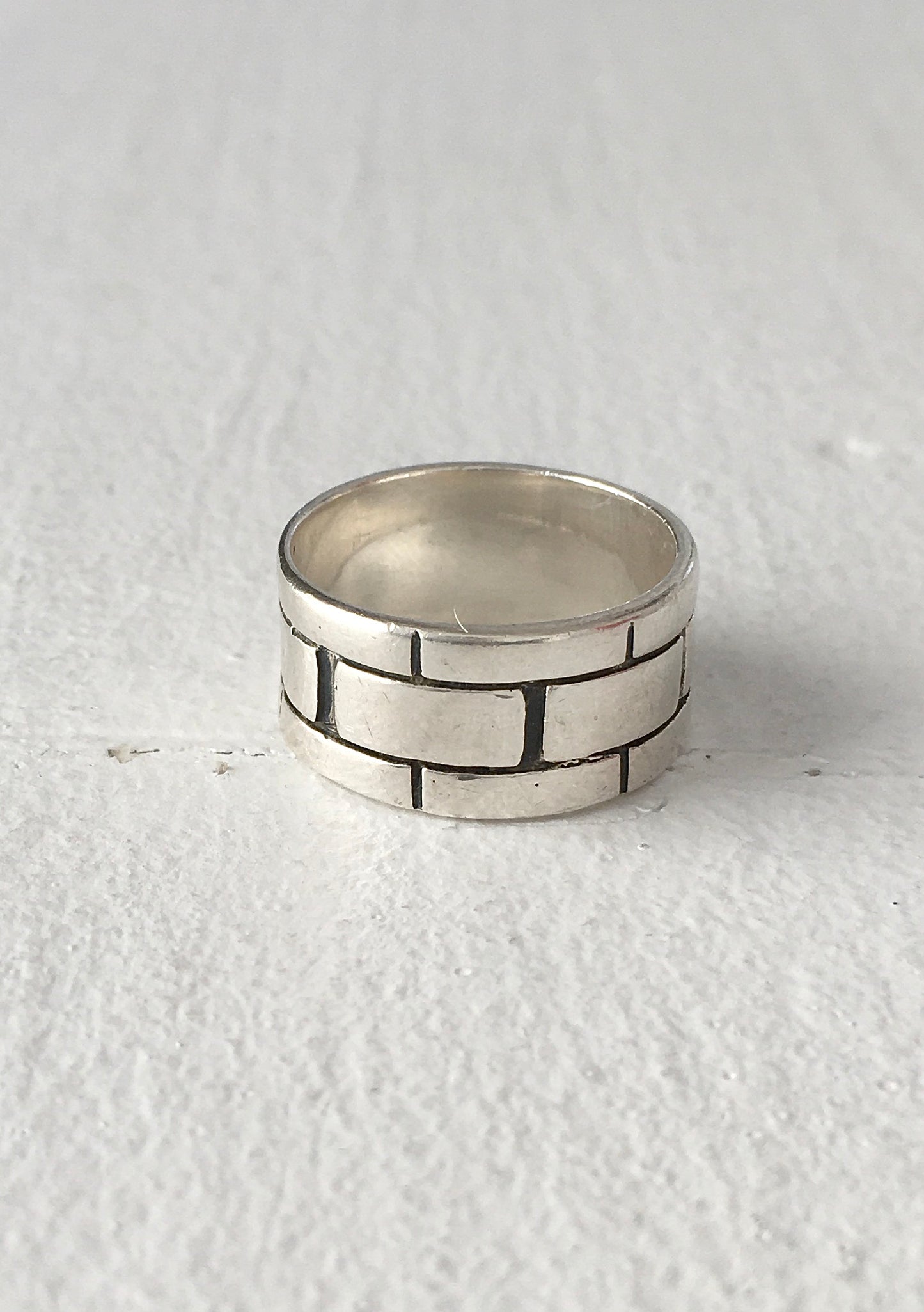 Vintage Sterling Silver Brick Ring