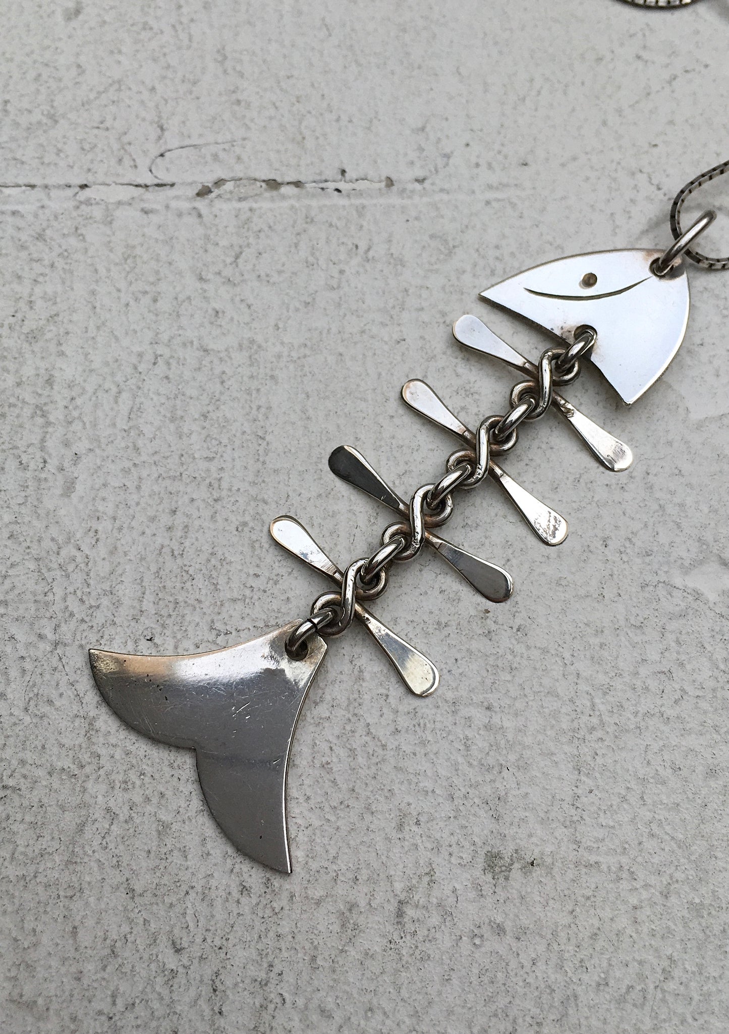 Silver Fish Bone Pendant