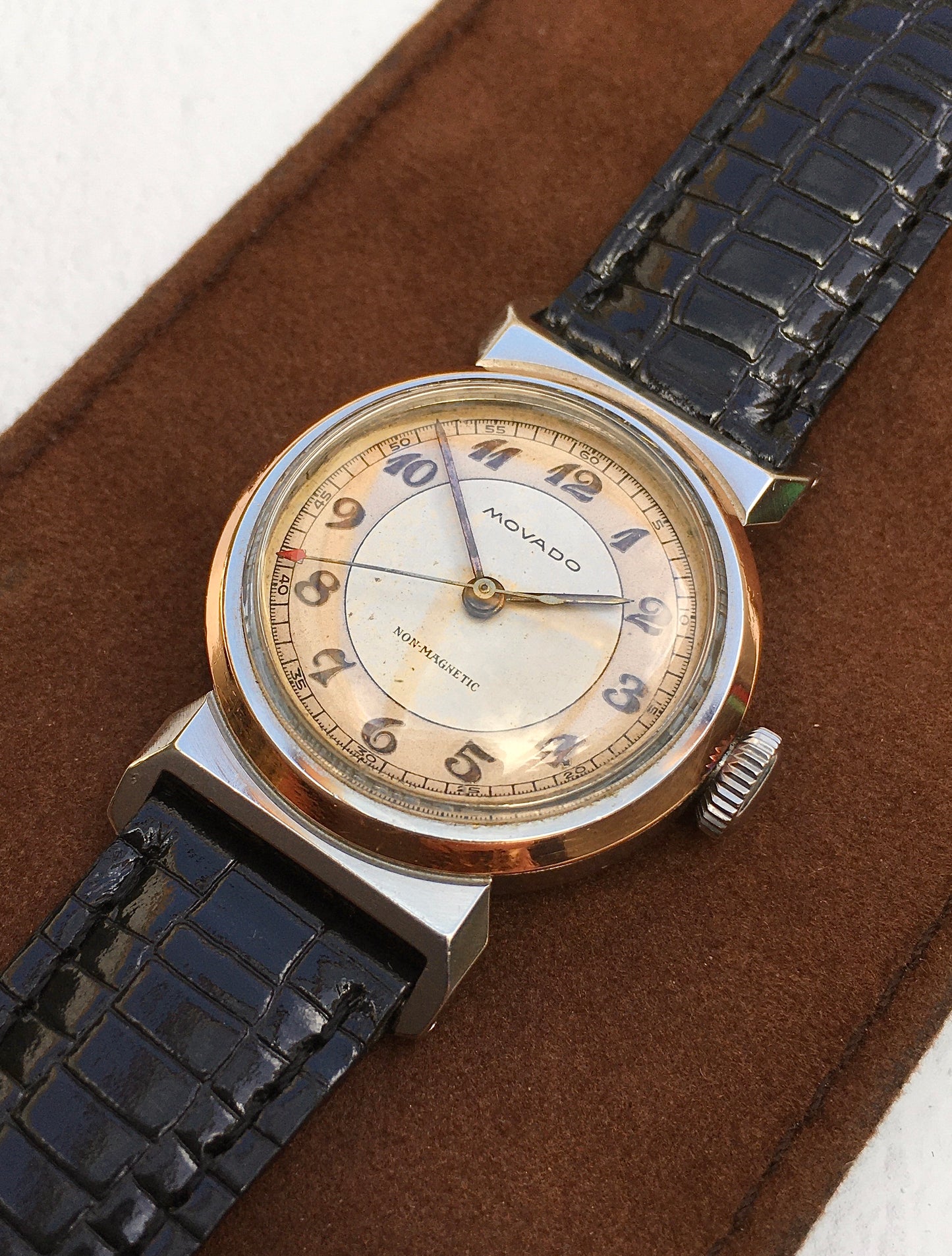 Vintage 1930s Steel & Rose Gold Movado