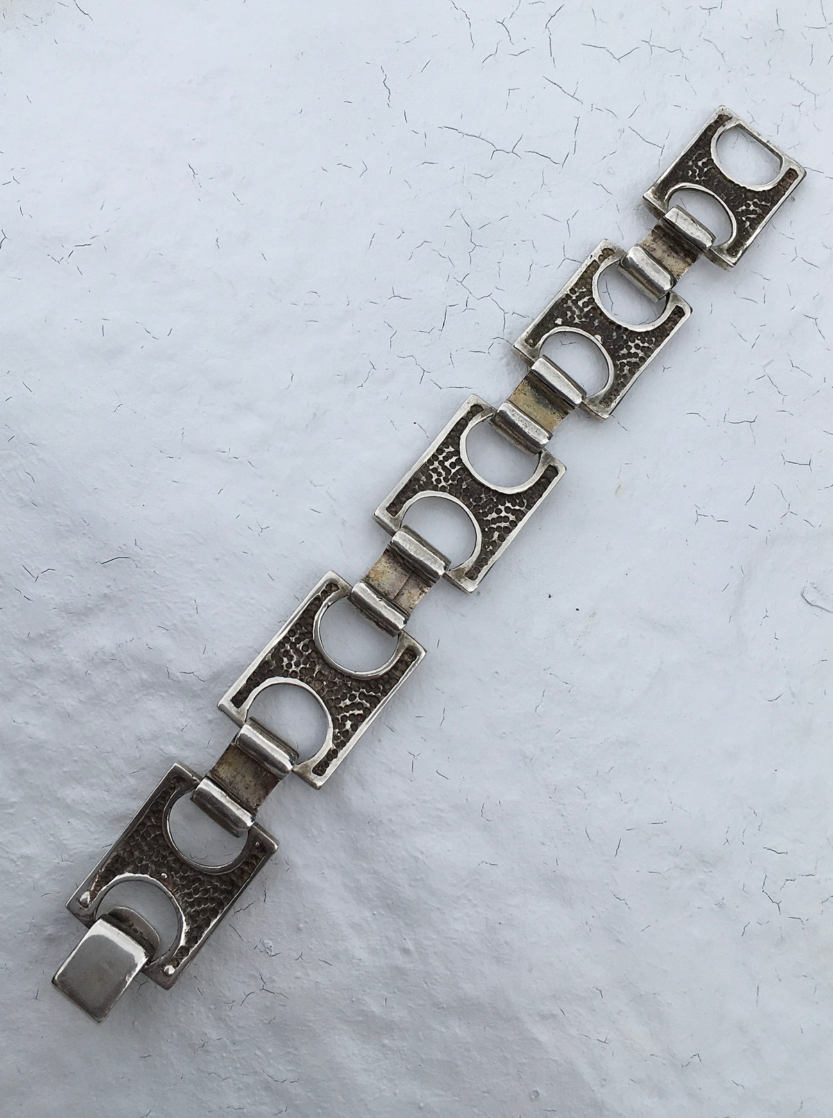 Vintage 1970s Sterling Silver Enamel Bracelet