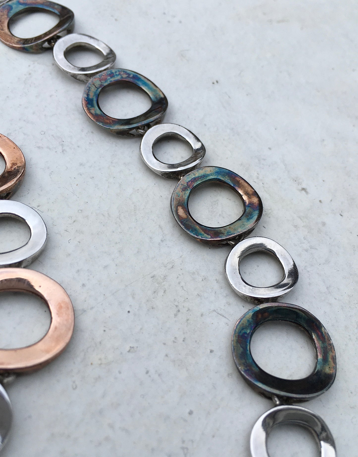 Vintage Sterling Silver & Copper Necklace & Bracelet Set