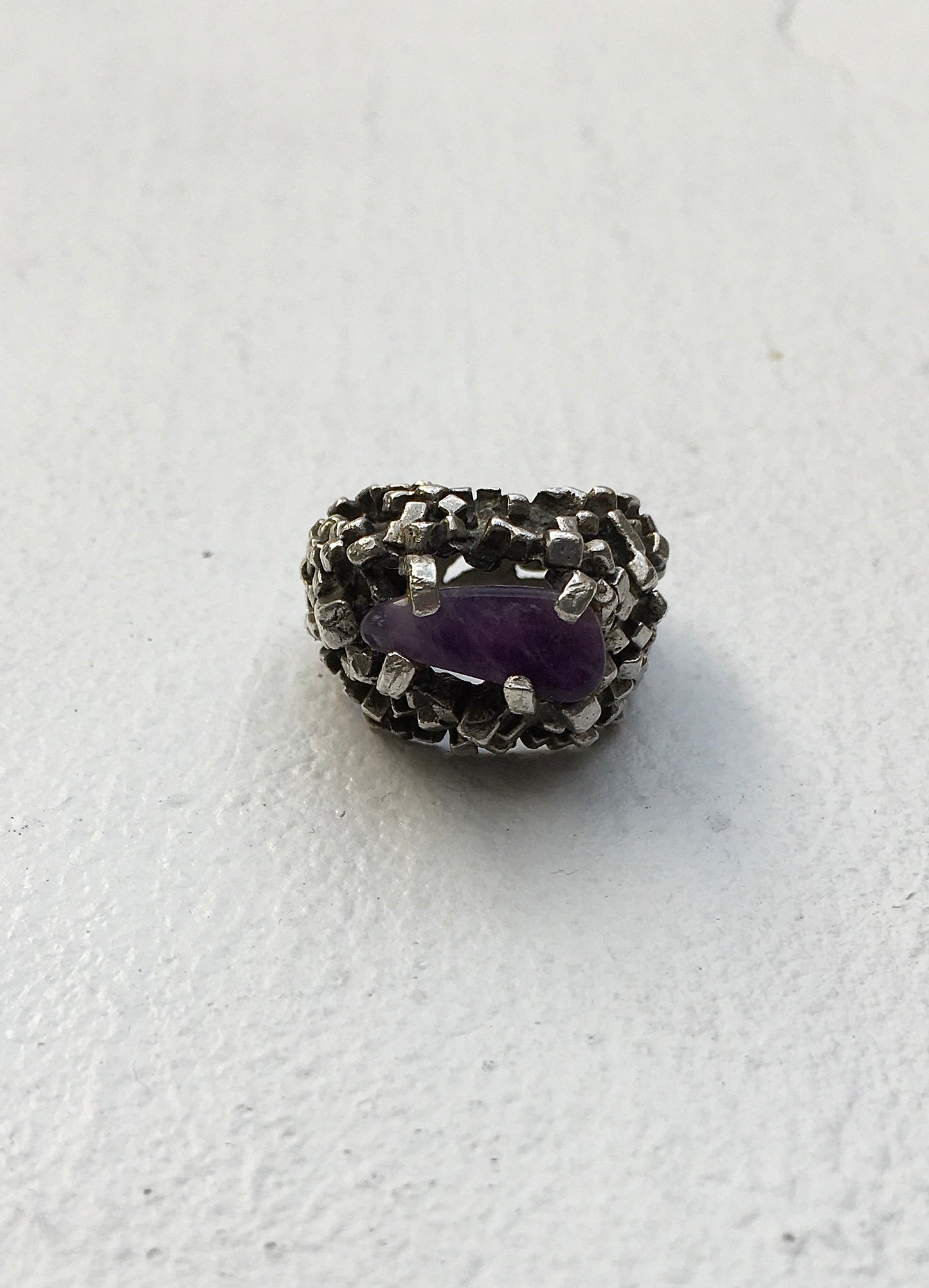 1970s Sterling Silver Amethyst Ring