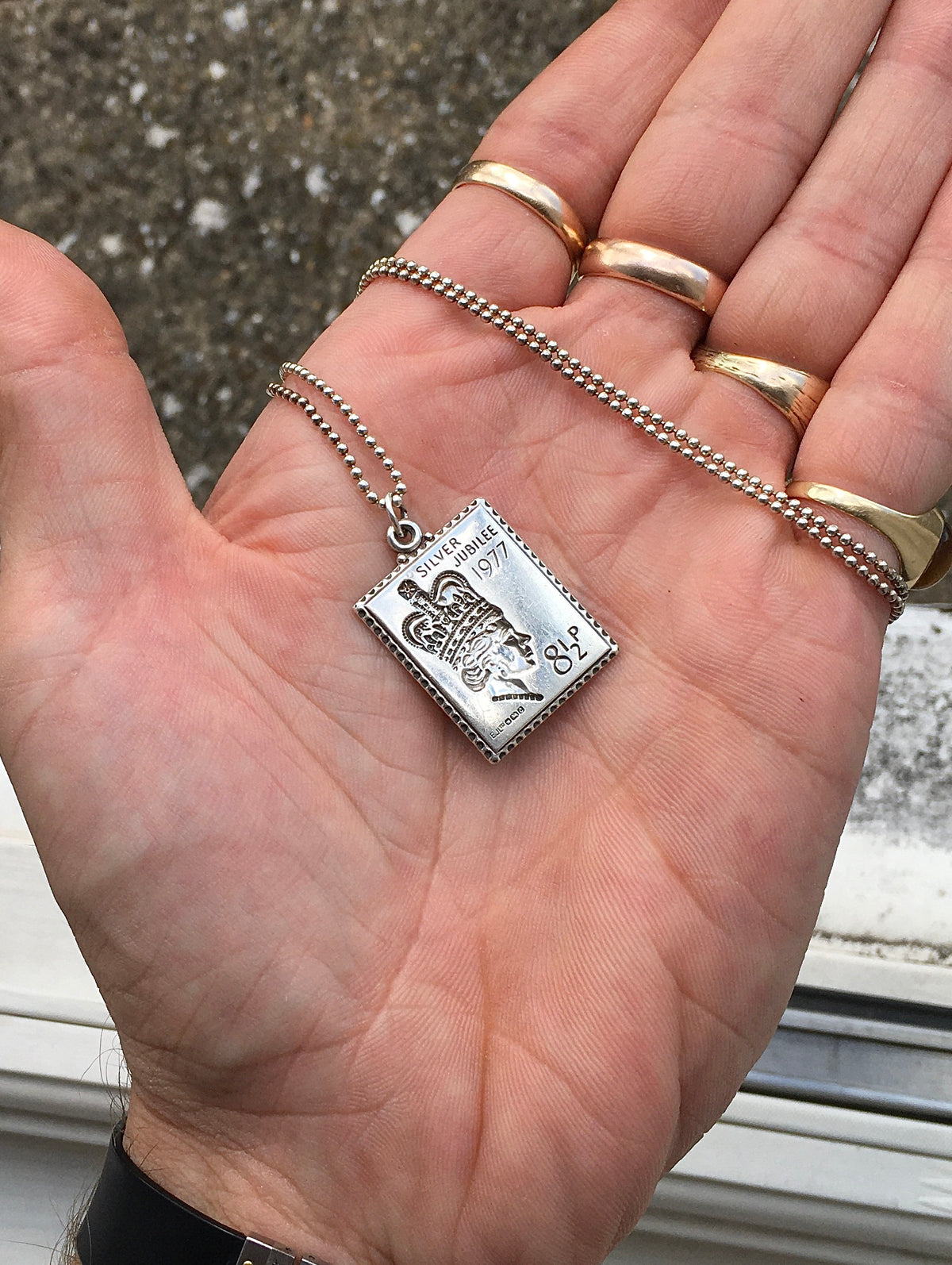 Vintage Sterling Silver Stamp Pendant