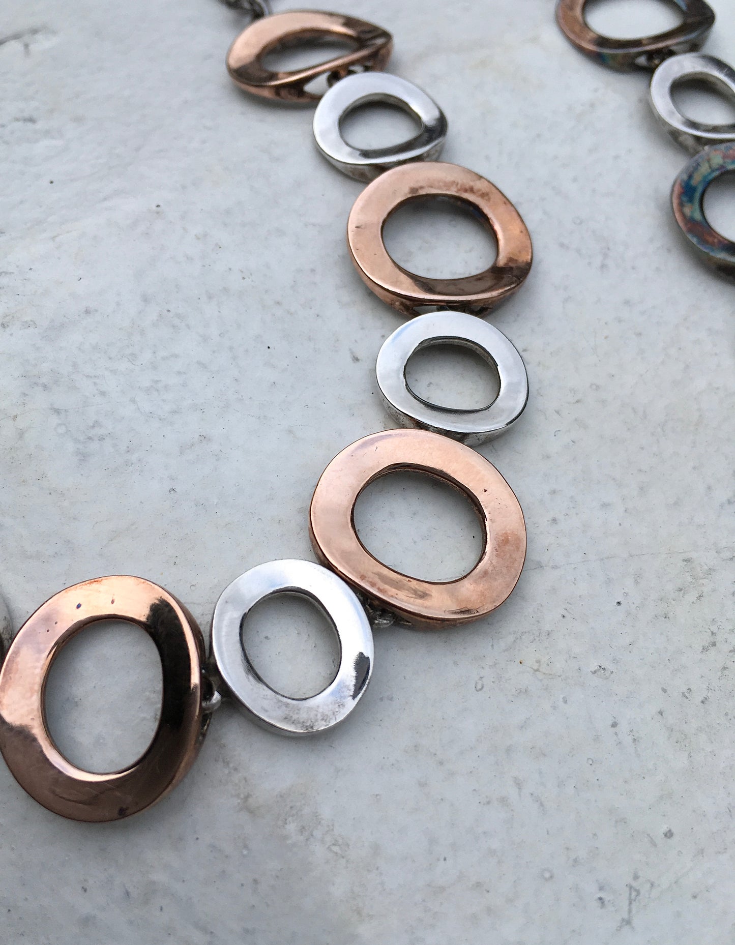 Vintage Sterling Silver & Copper Necklace & Bracelet Set