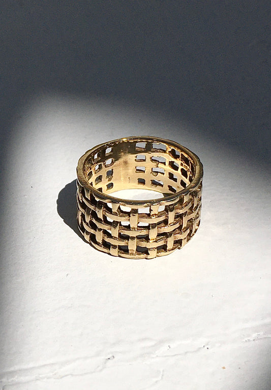 Vintage 1980s 9ct Gold Cage Ring