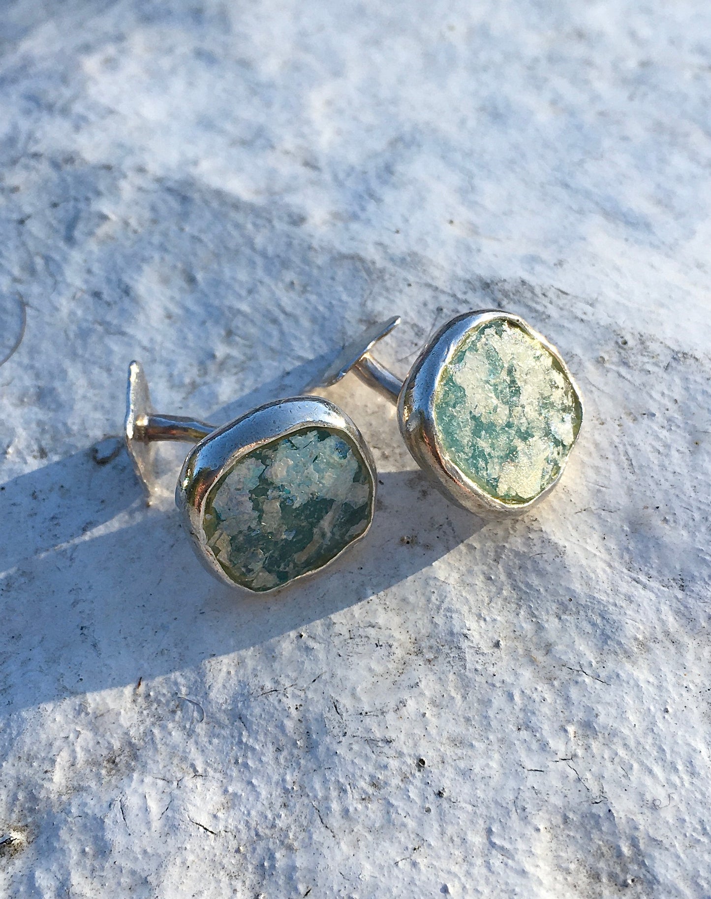 Sterling Silver Glass Cufflinks