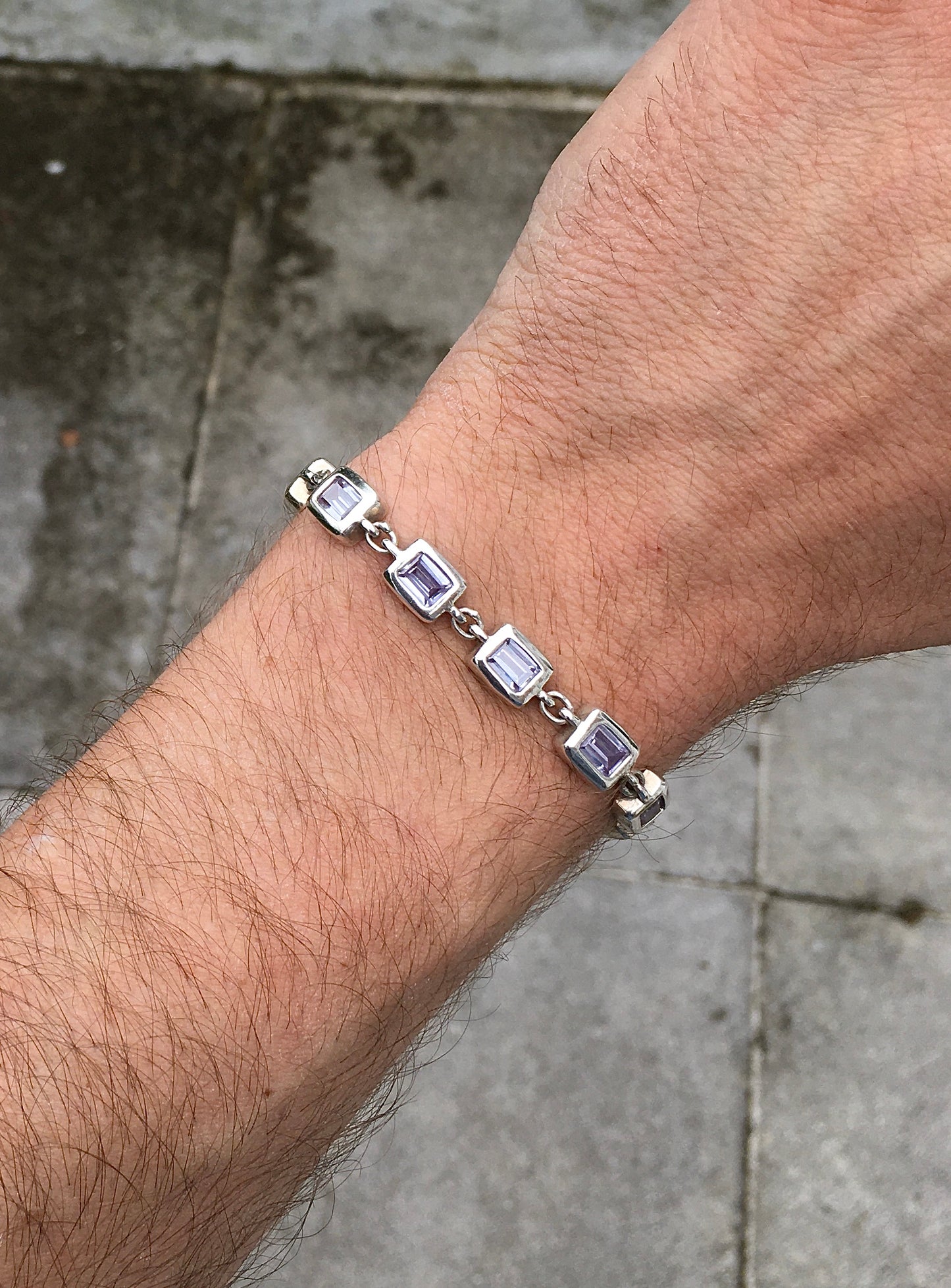 1990s Sterling Silver Amethyst Bracelet