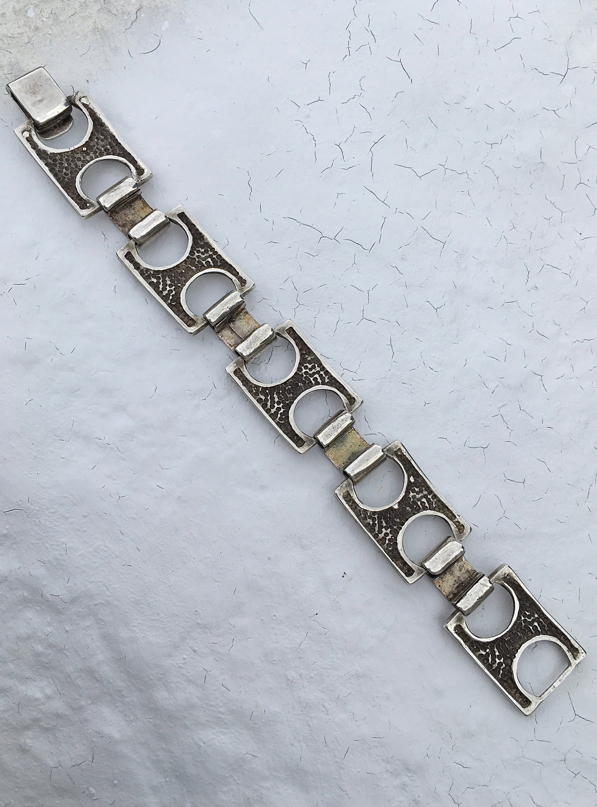 Vintage 1970s Sterling Silver Enamel Bracelet