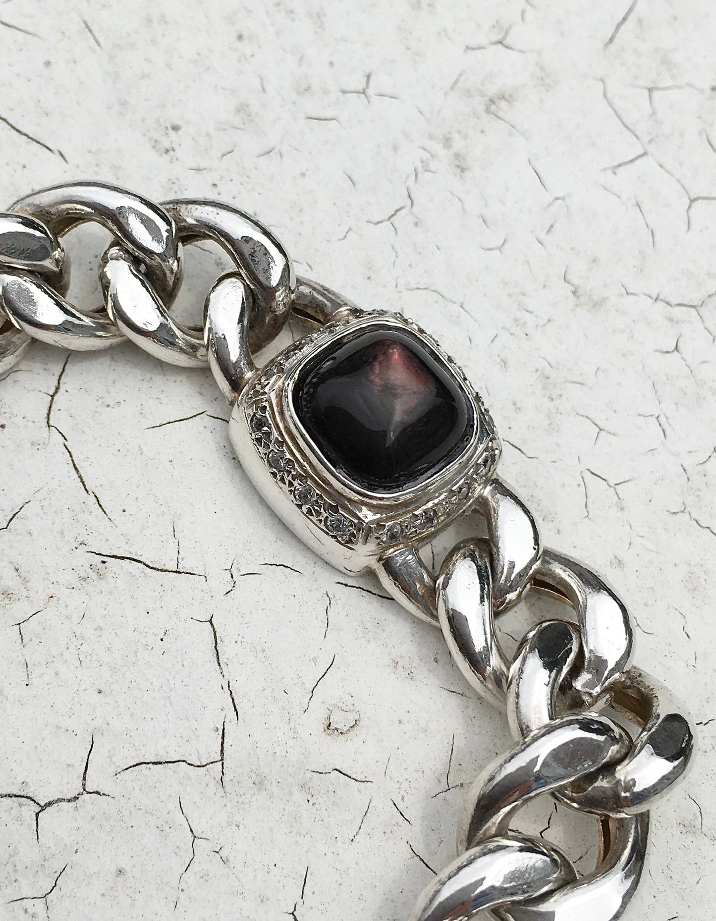 Sterling Silver Labradorite Curb Bracelet