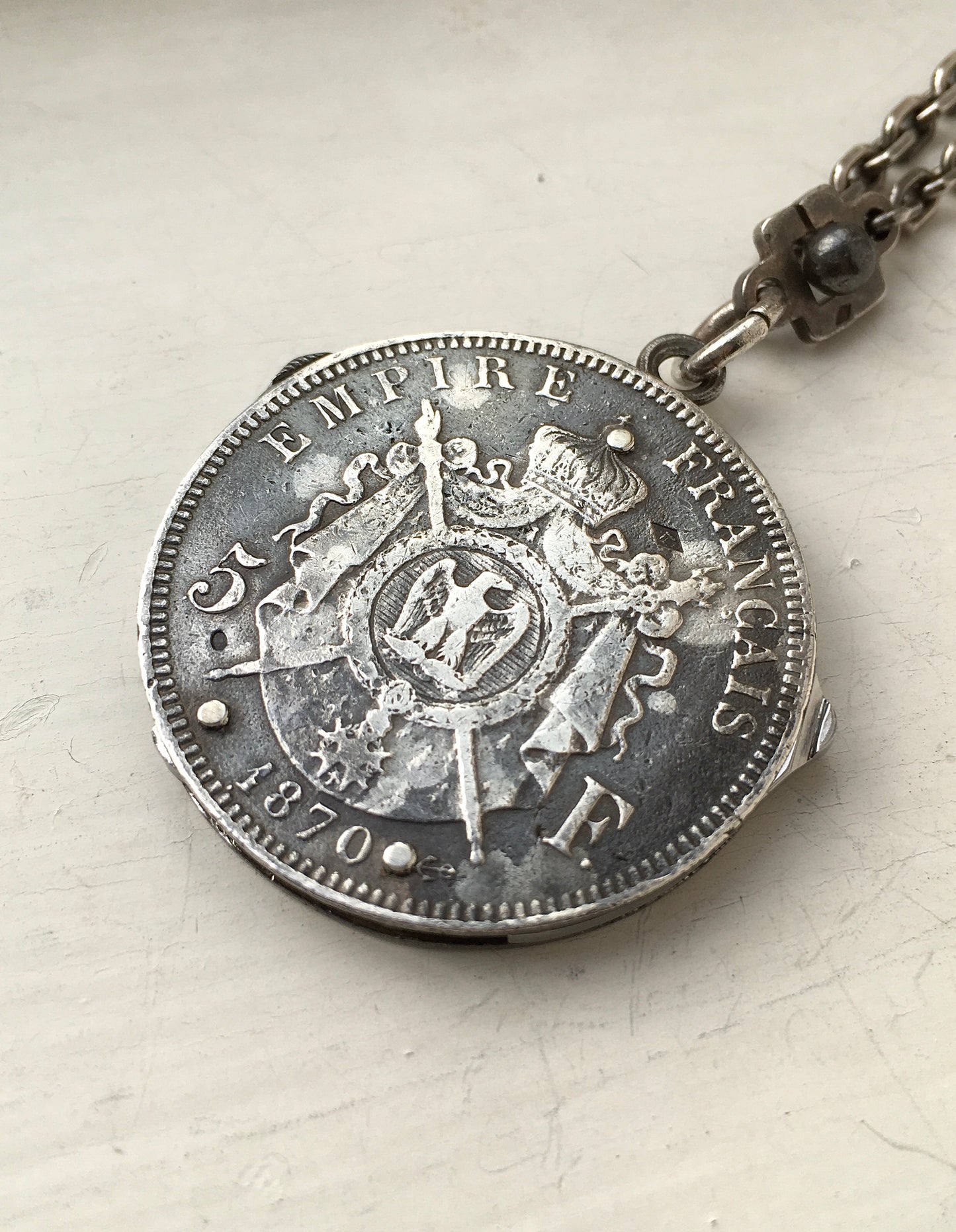 Silver Eloi Pernet 5 Franc Coin Knife