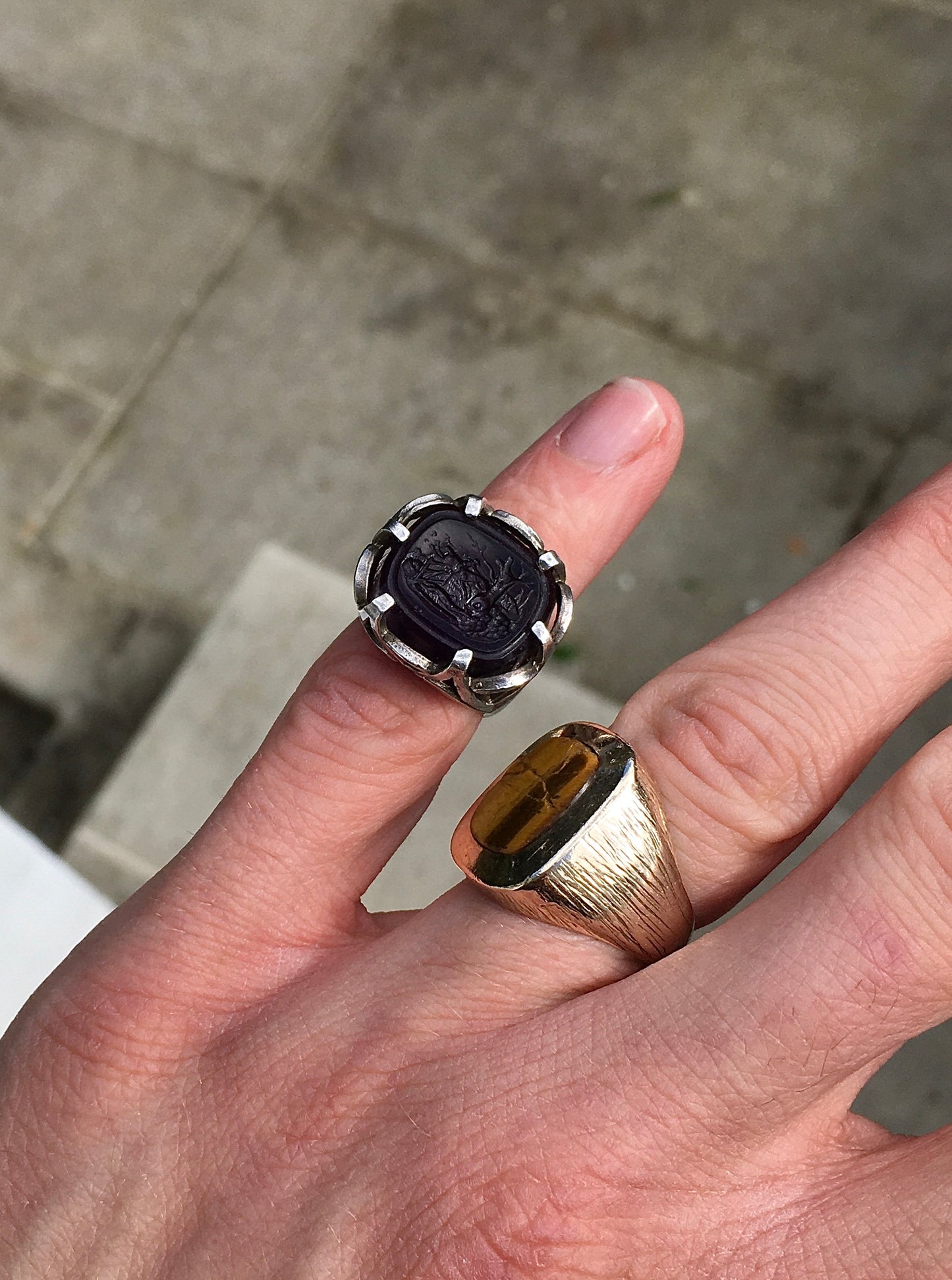 Vintage Silver Amethyst Intaglio Seal Ring