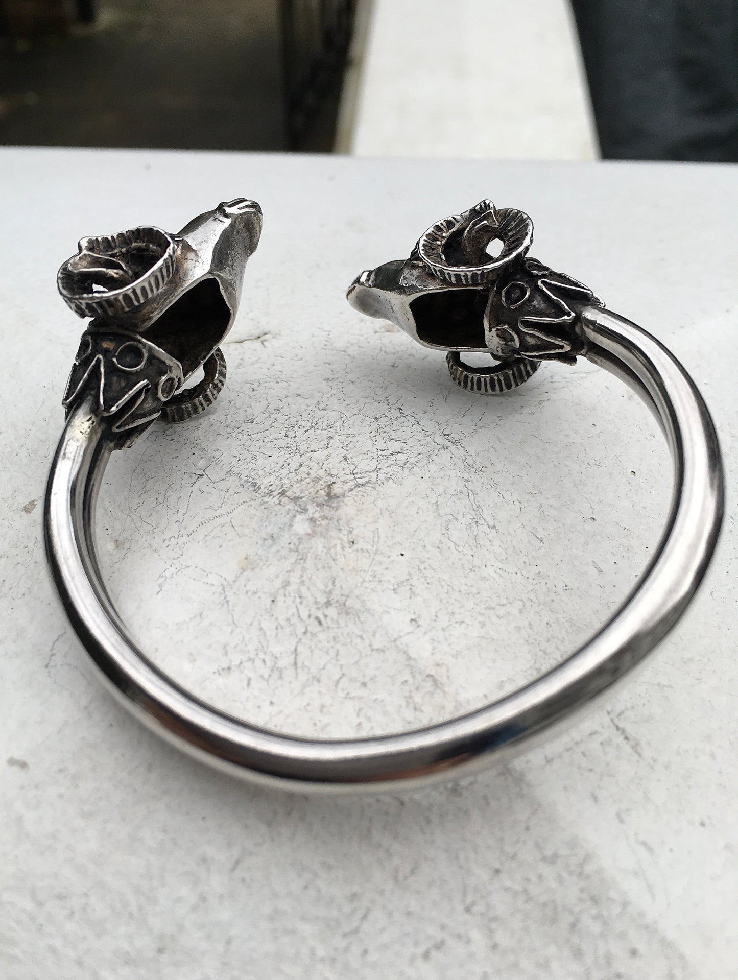 Vintage Sterling Silver Ram’s Head Bangle