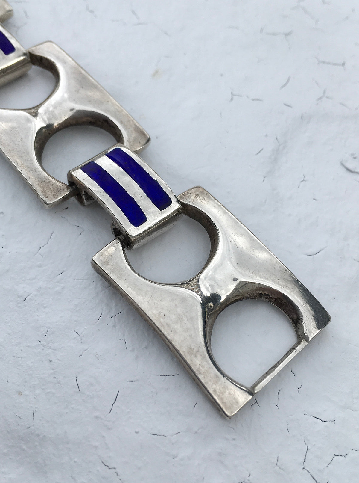 Vintage 1970s Sterling Silver Enamel Bracelet