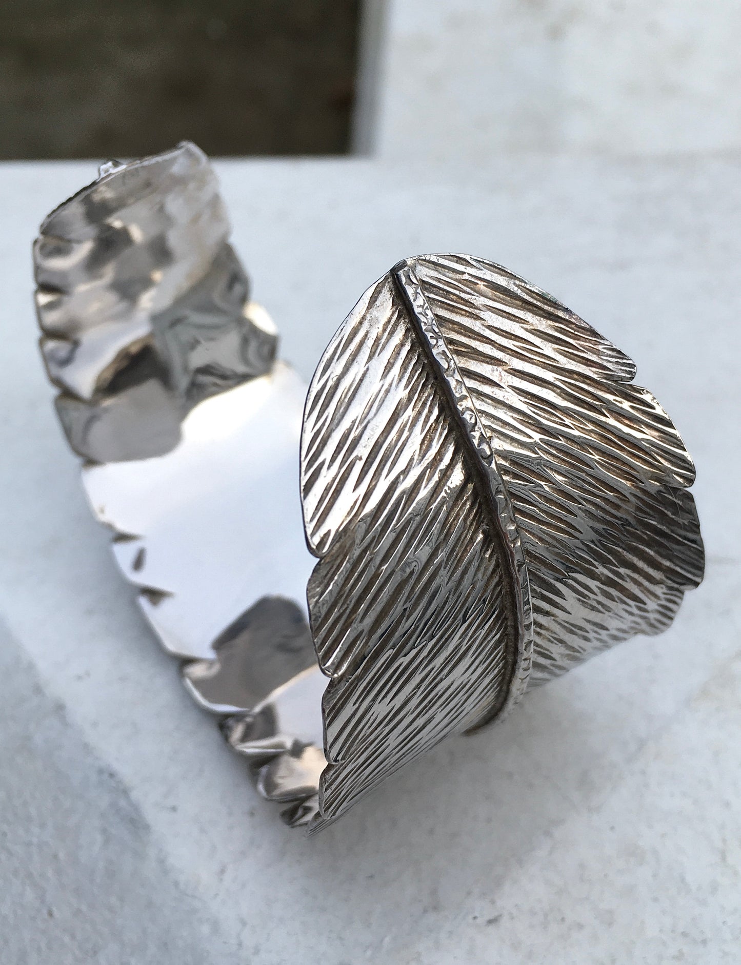 Sterling Silver Feather Bangle