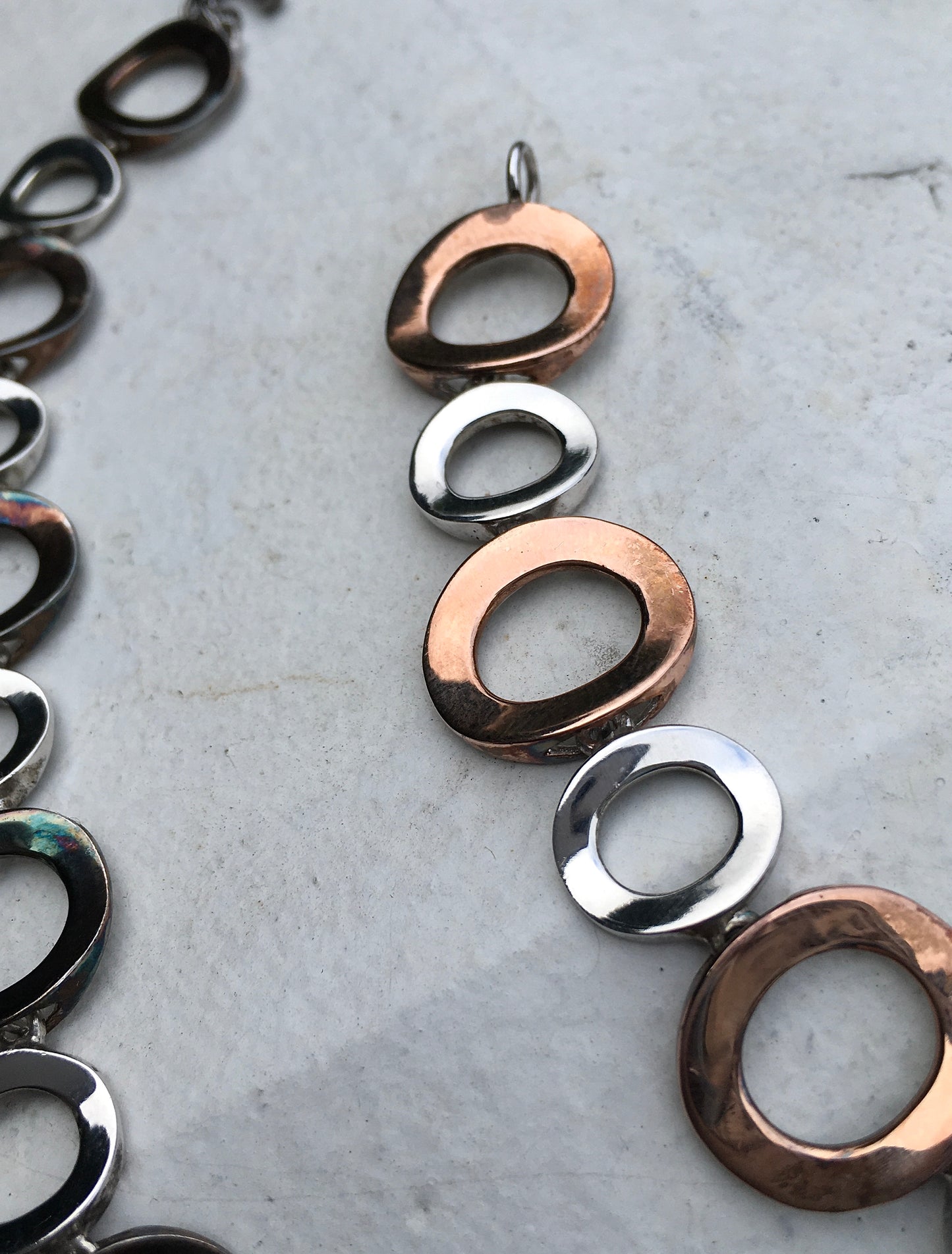 Vintage Sterling Silver & Copper Necklace & Bracelet Set