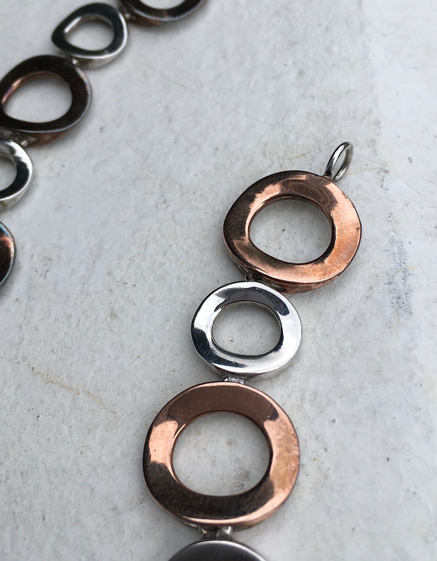 Vintage Sterling Silver & Copper Necklace & Bracelet Set