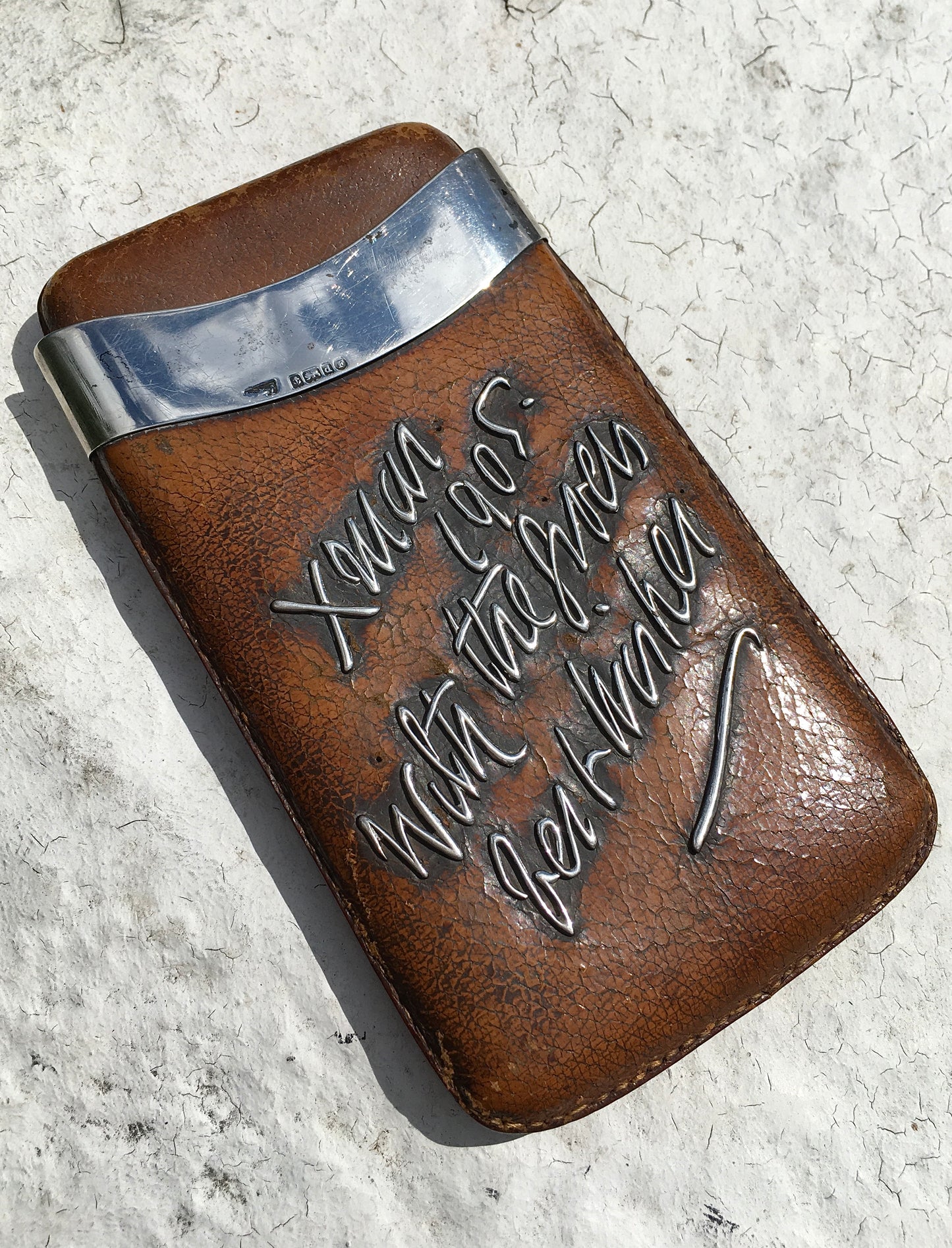 Antique Sterling Silver Mounted Cigar Case