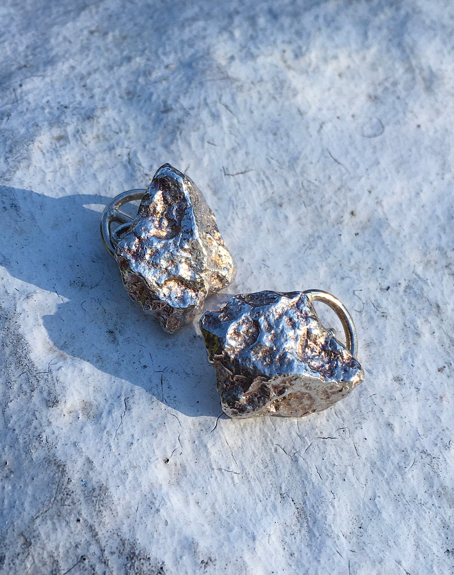 1970s Sterling Silver Nugget Cufflinks