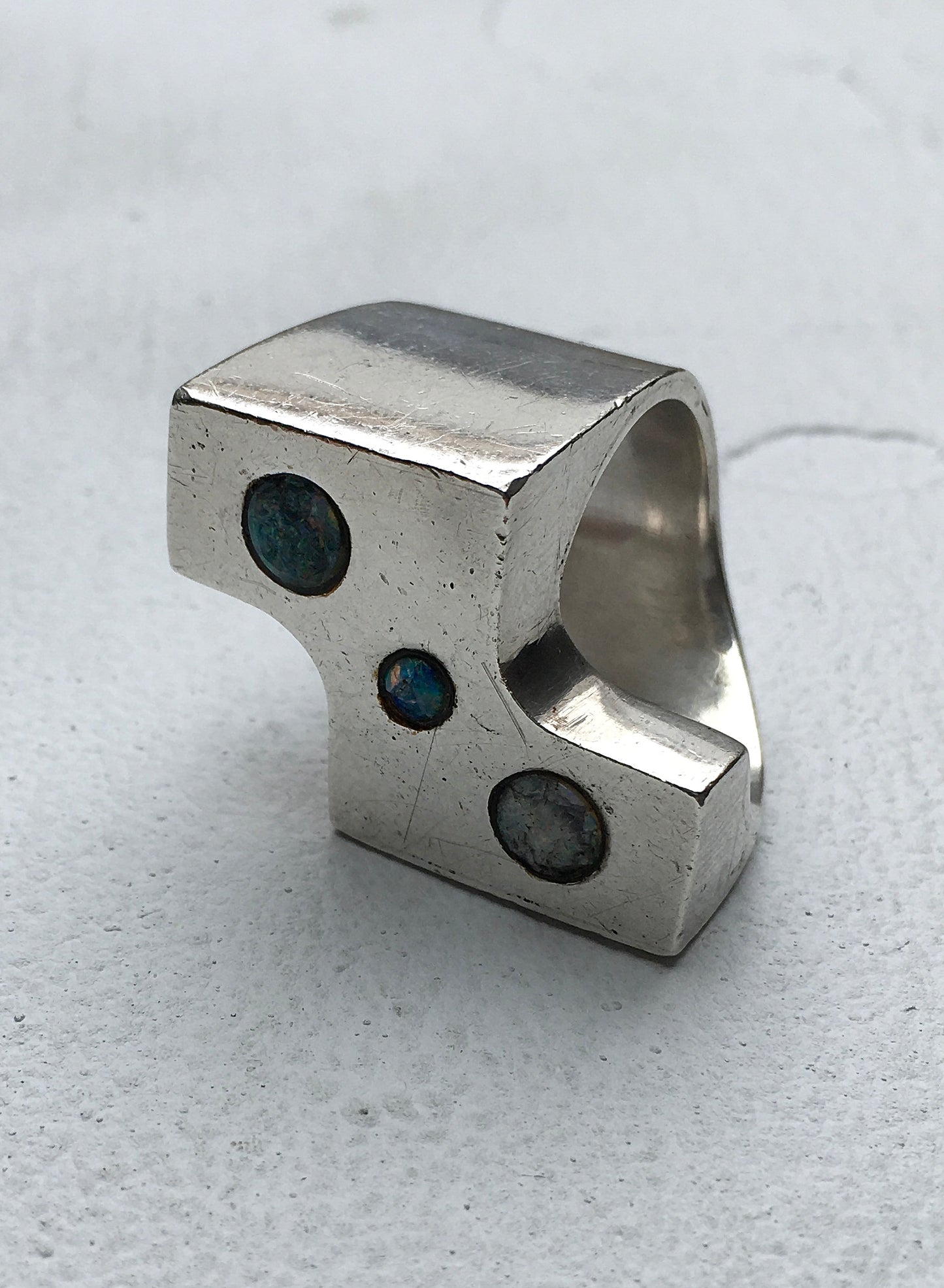 Vintage Sterling Silver Opal Ring
