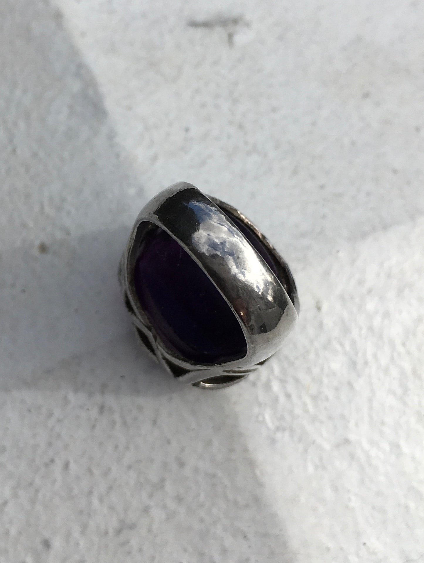 Vintage Silver Amethyst Intaglio Seal Ring