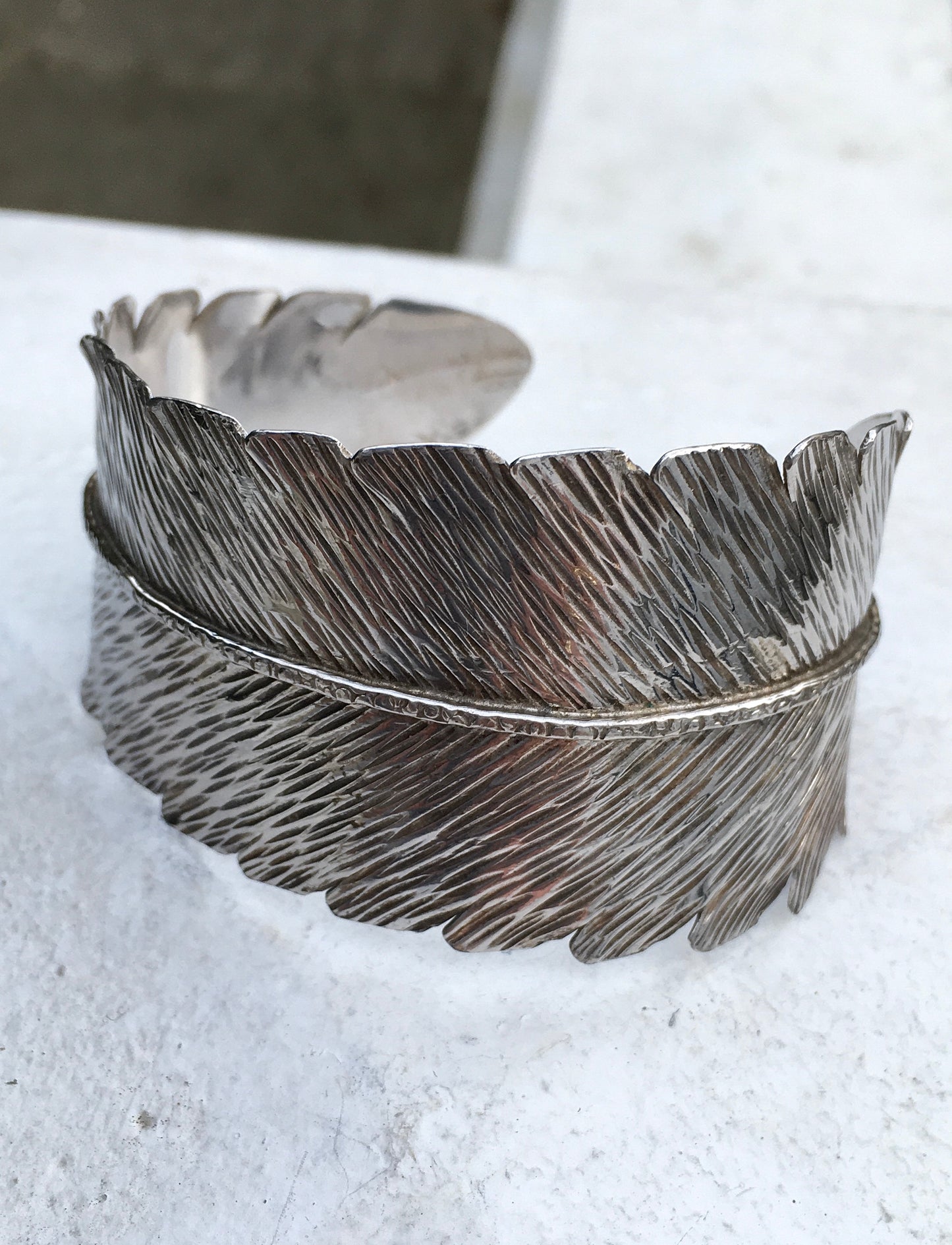 Sterling Silver Feather Bangle