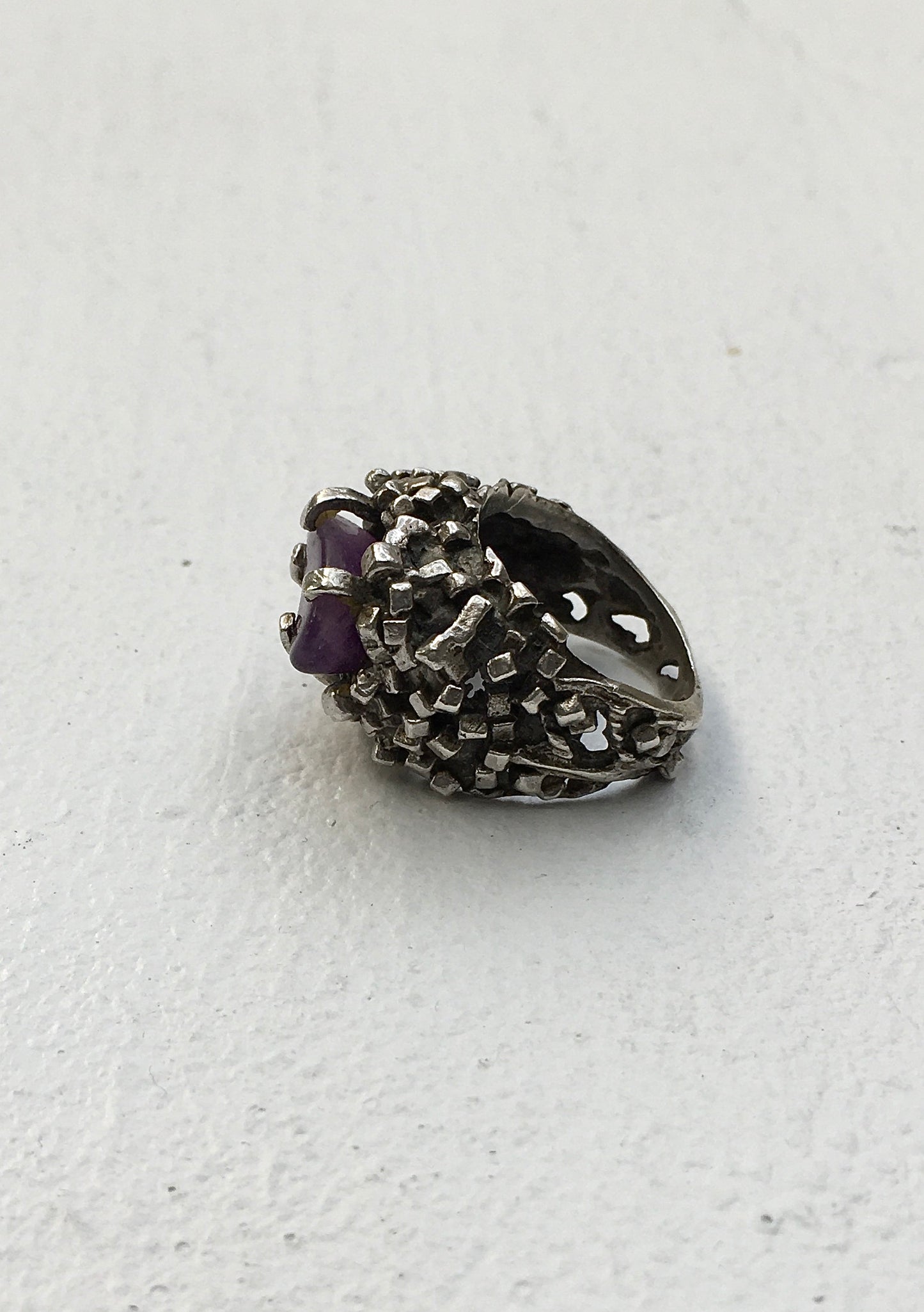 1970s Sterling Silver Amethyst Ring