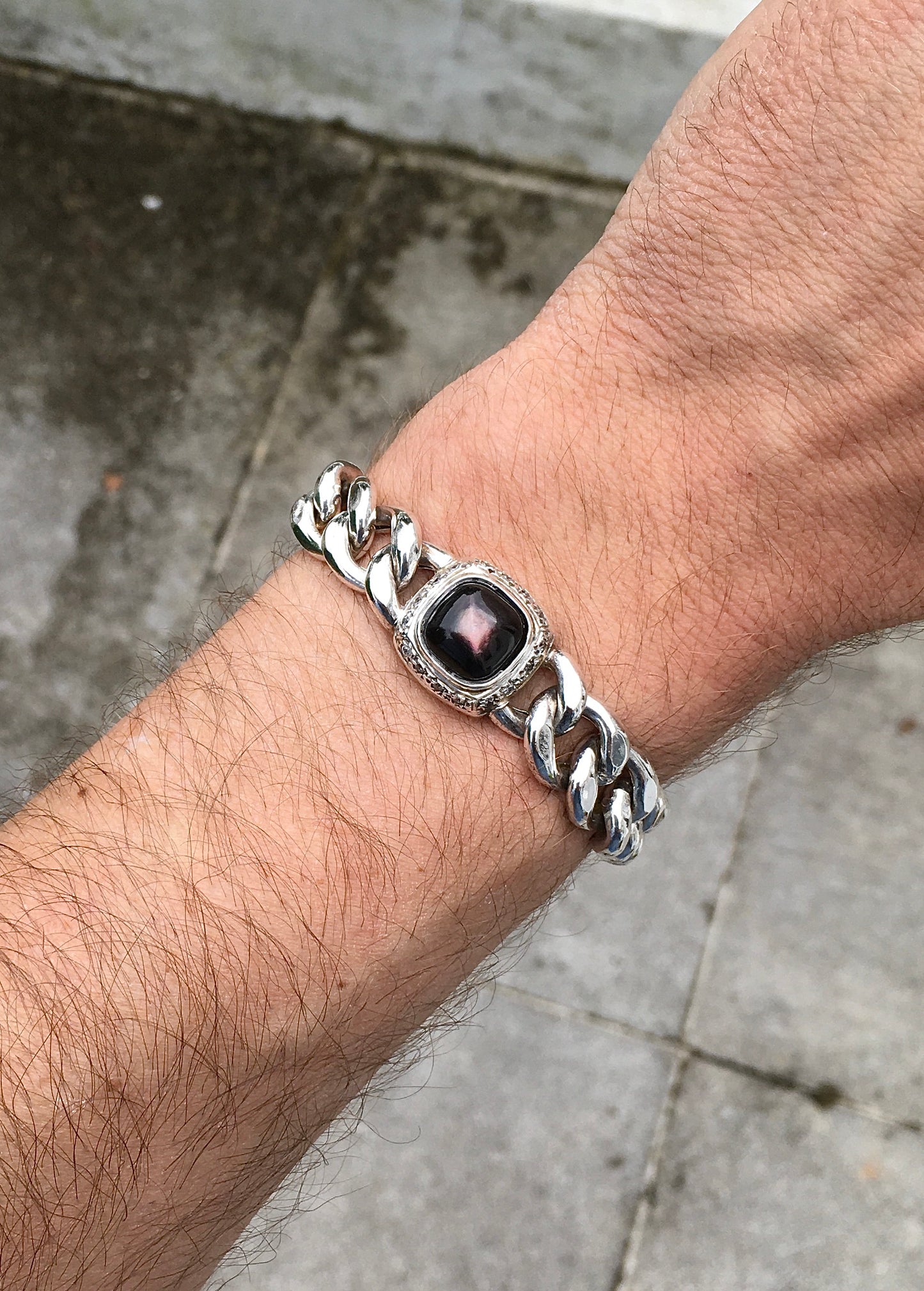 Sterling Silver Labradorite Curb Bracelet