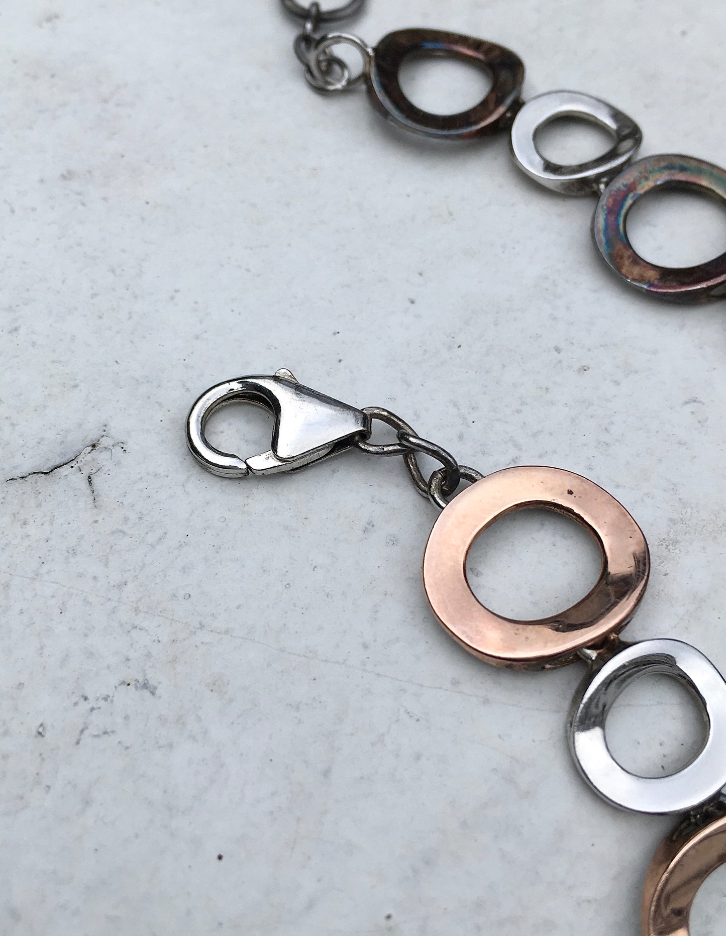 Vintage Sterling Silver & Copper Necklace & Bracelet Set