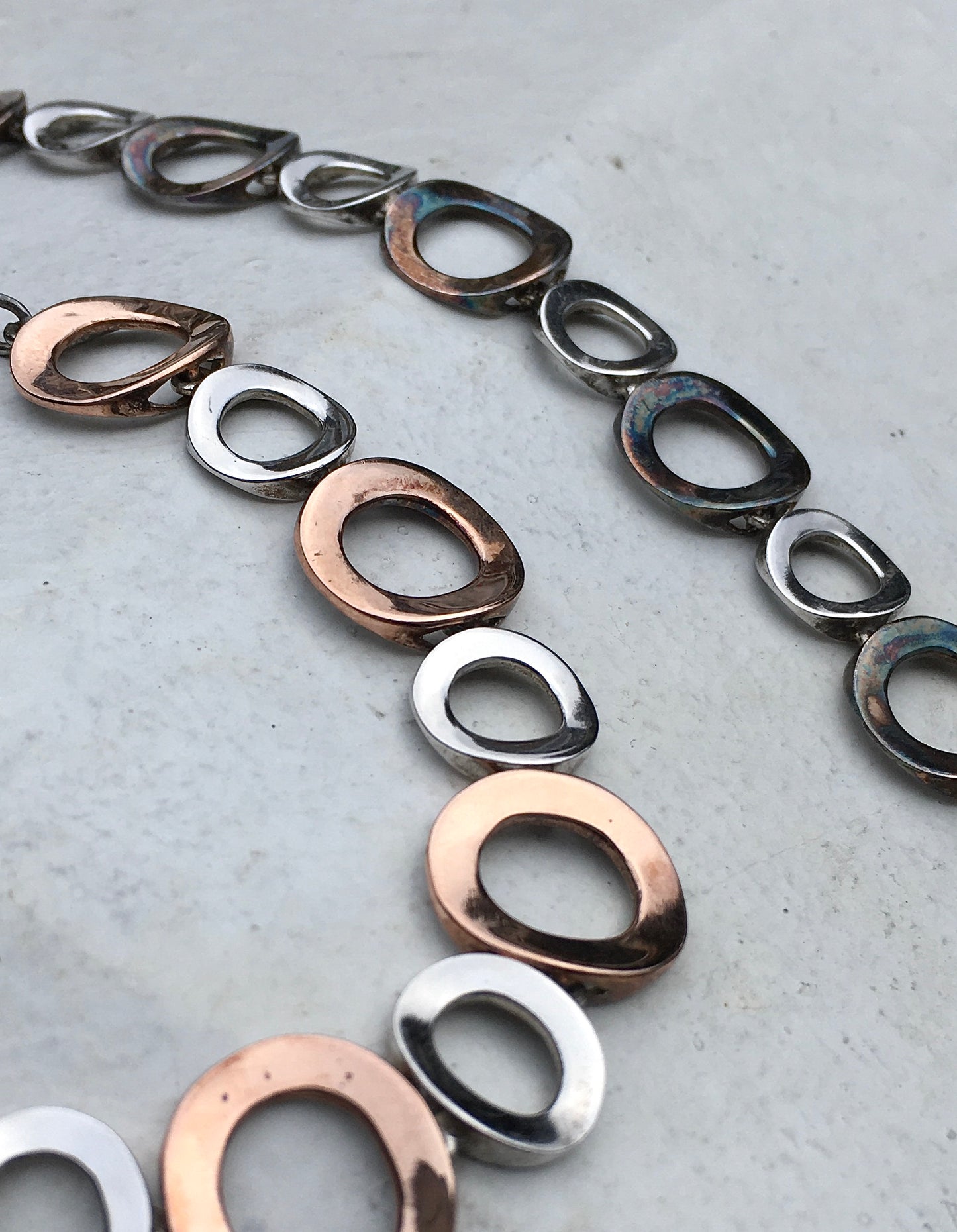 Vintage Sterling Silver & Copper Necklace & Bracelet Set