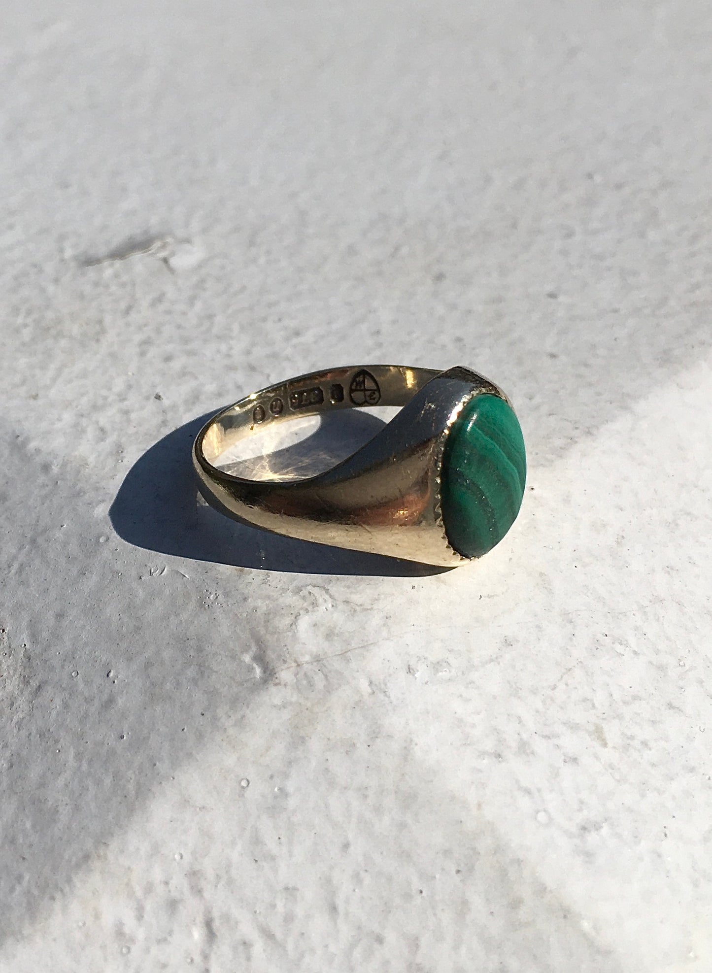 Vintage 1960s 9ct Gold & Malachite Signet