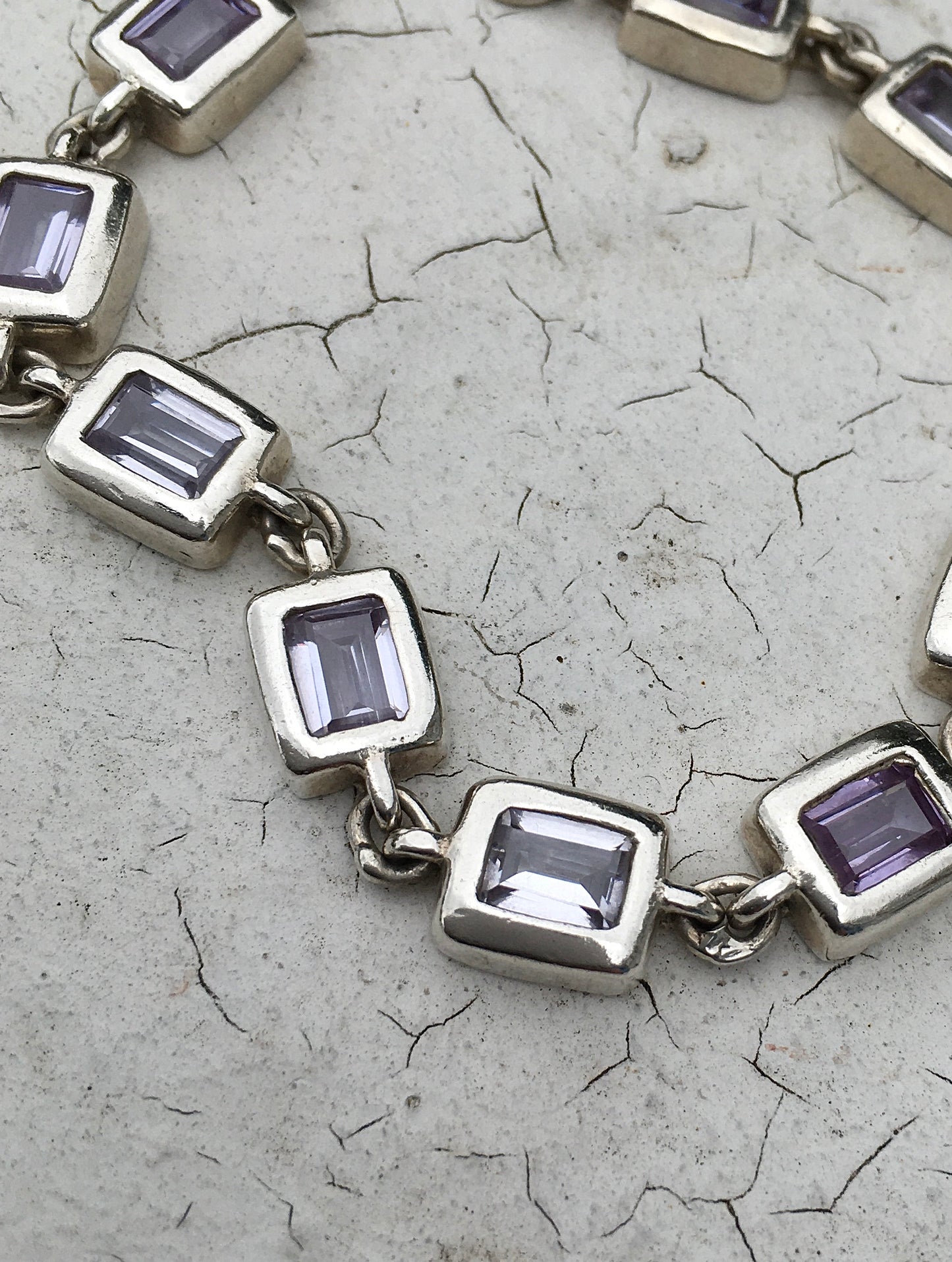 1990s Sterling Silver Amethyst Bracelet