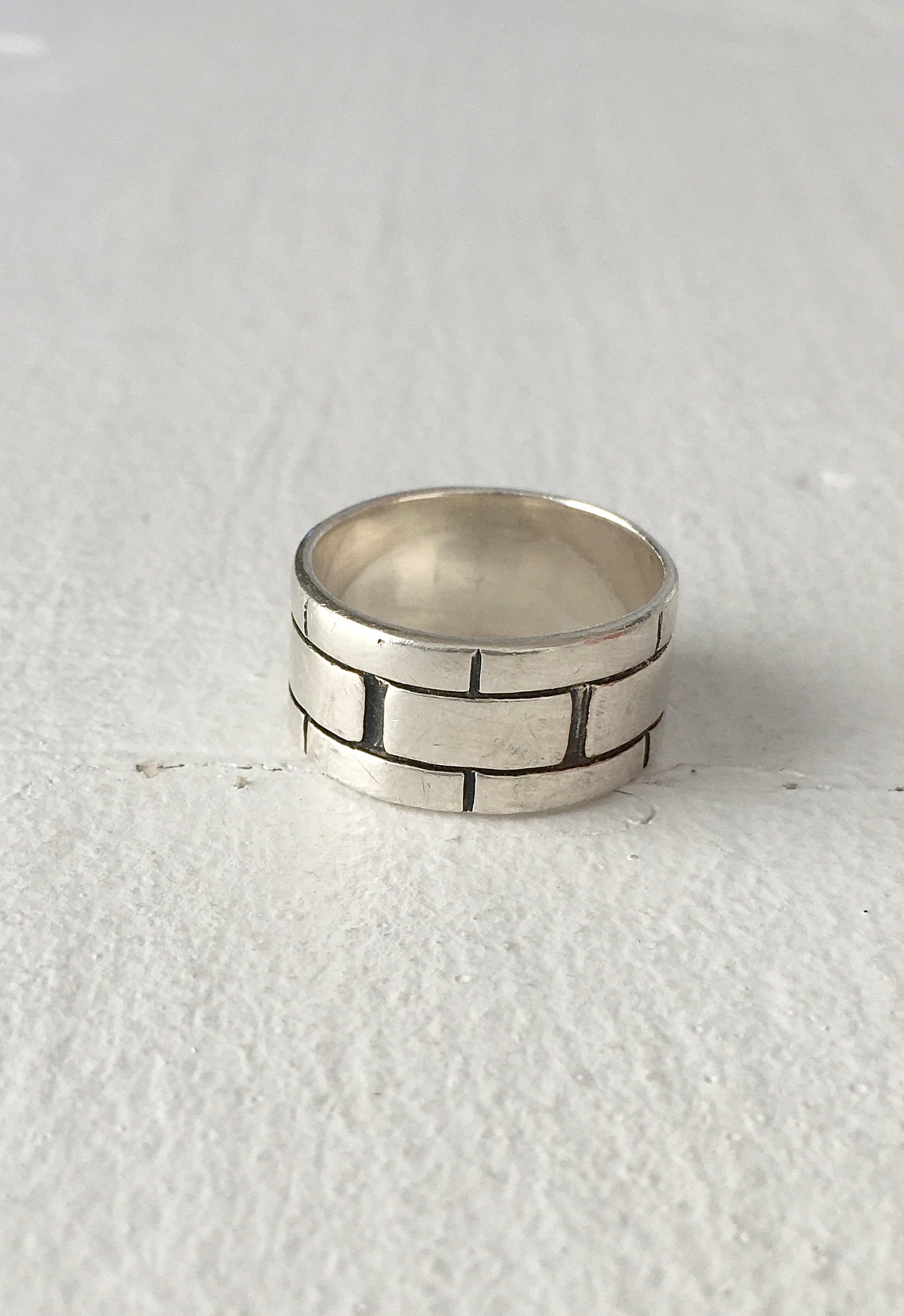 Vintage Sterling Silver Brick Ring