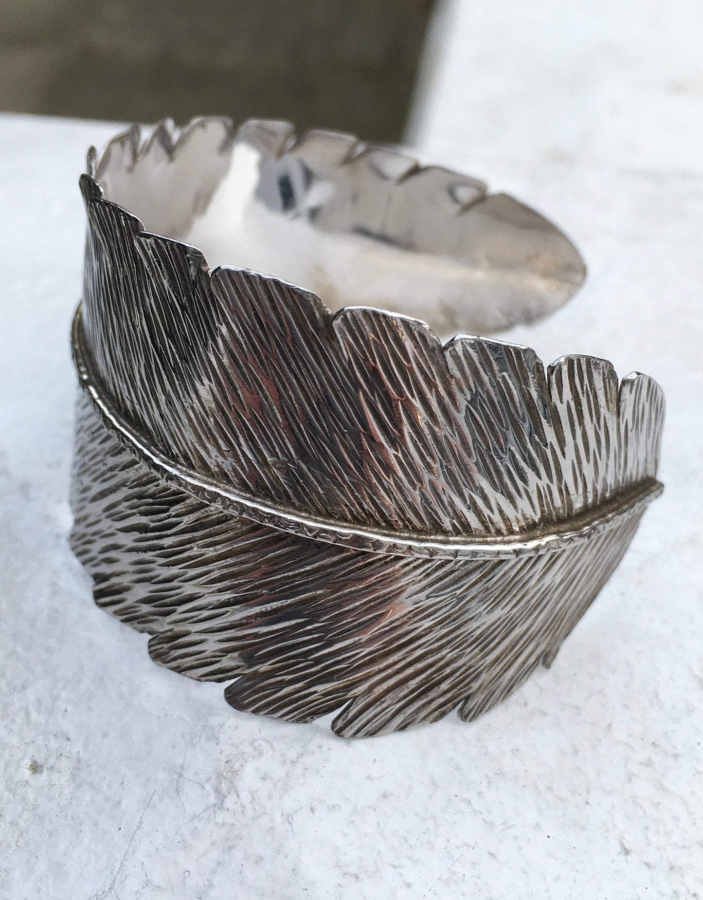 Sterling Silver Feather Bangle